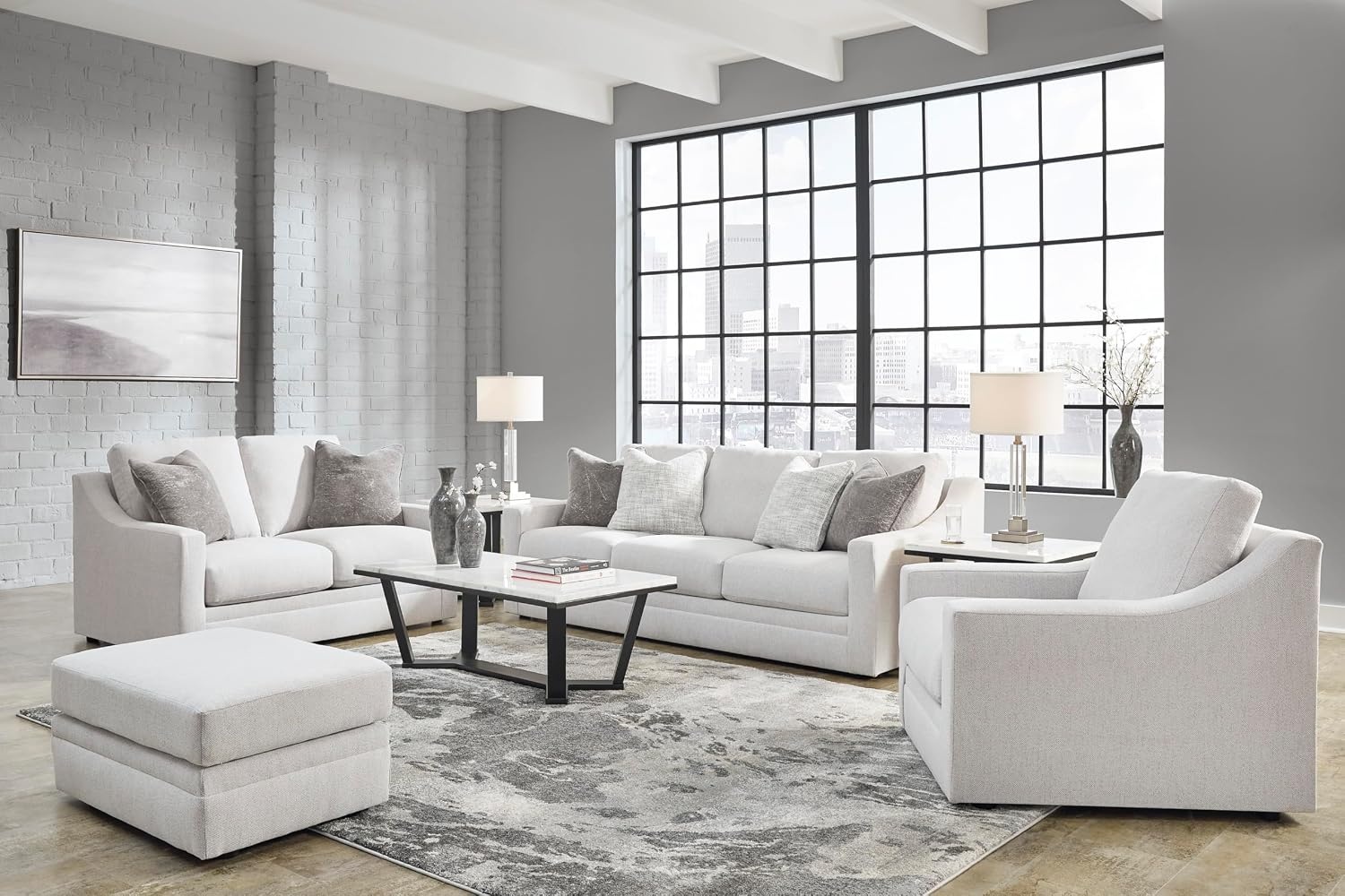 image:imageSignature Design by Ashley Laylabrook Contemporary Tufted Oversized Accent Ottoman with Foam Cushion Light BrownChalk