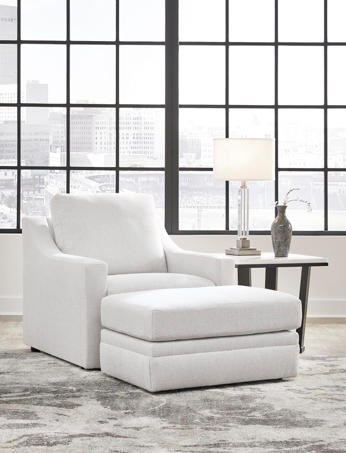 image:imageSignature Design by Ashley Laylabrook Contemporary Tufted Oversized Accent Ottoman with Foam Cushion Light BrownChalk