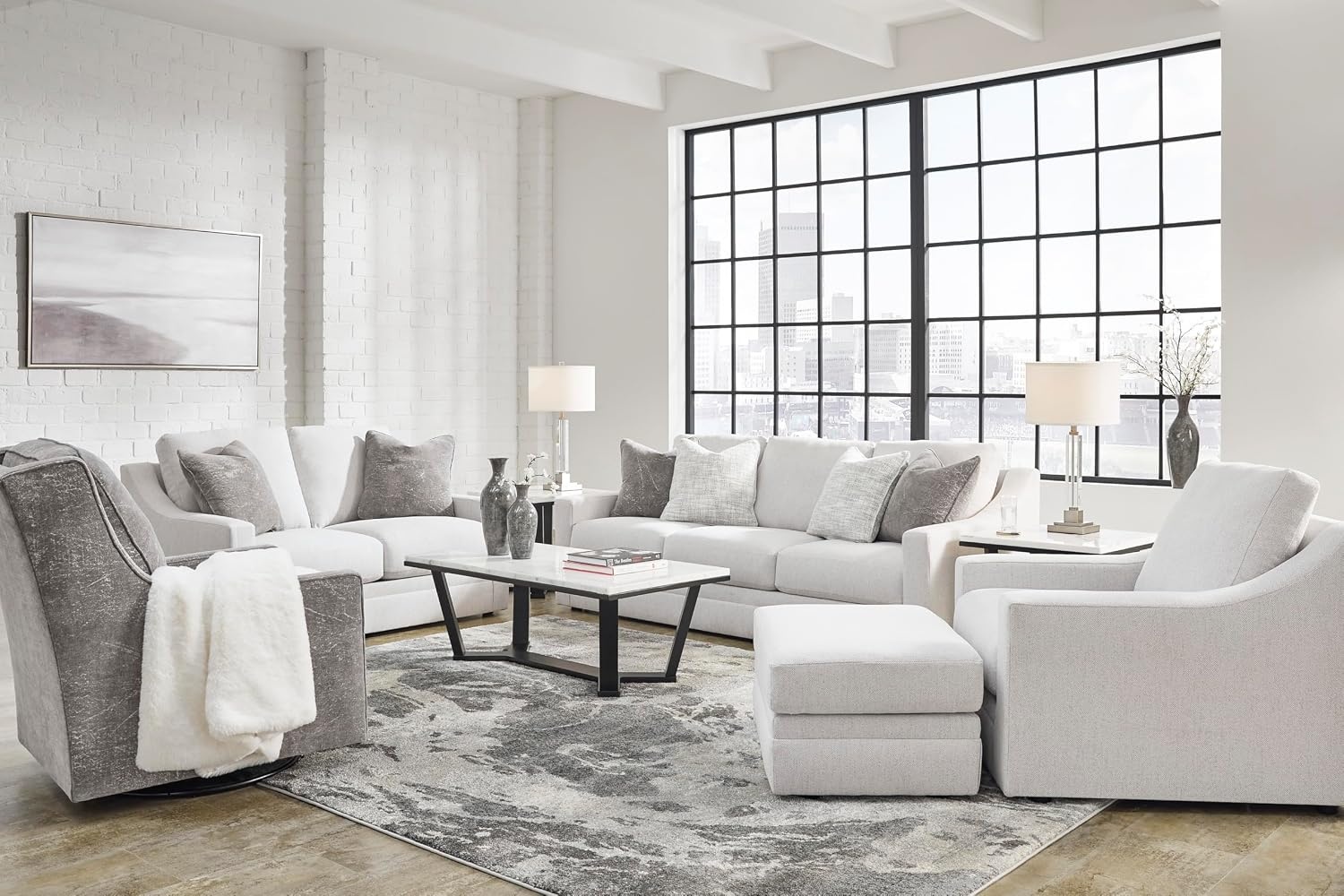 image:imageSignature Design by Ashley Laylabrook Contemporary Tufted Oversized Accent Ottoman with Foam Cushion Light BrownChalk