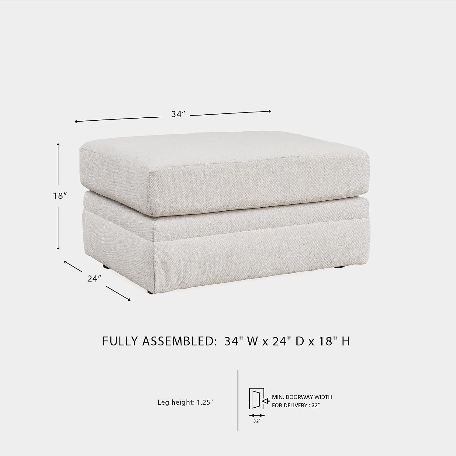 image:imageSignature Design by Ashley Laylabrook Contemporary Tufted Oversized Accent Ottoman with Foam Cushion Light BrownChalk