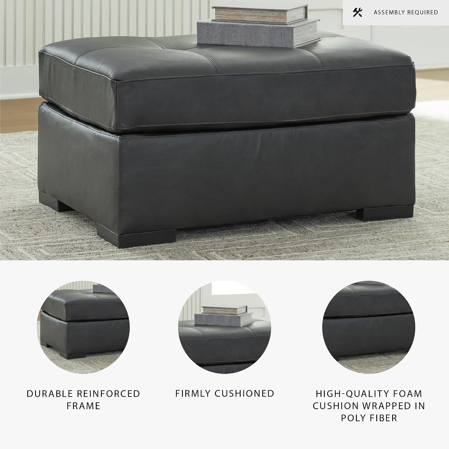 image:imageSignature Design by Ashley Laylabrook Contemporary Tufted Oversized Accent Ottoman with Foam Cushion Light BrownFog