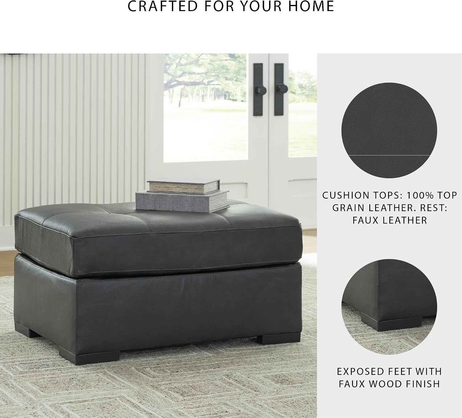 image:imageSignature Design by Ashley Laylabrook Contemporary Tufted Oversized Accent Ottoman with Foam Cushion Light BrownFog