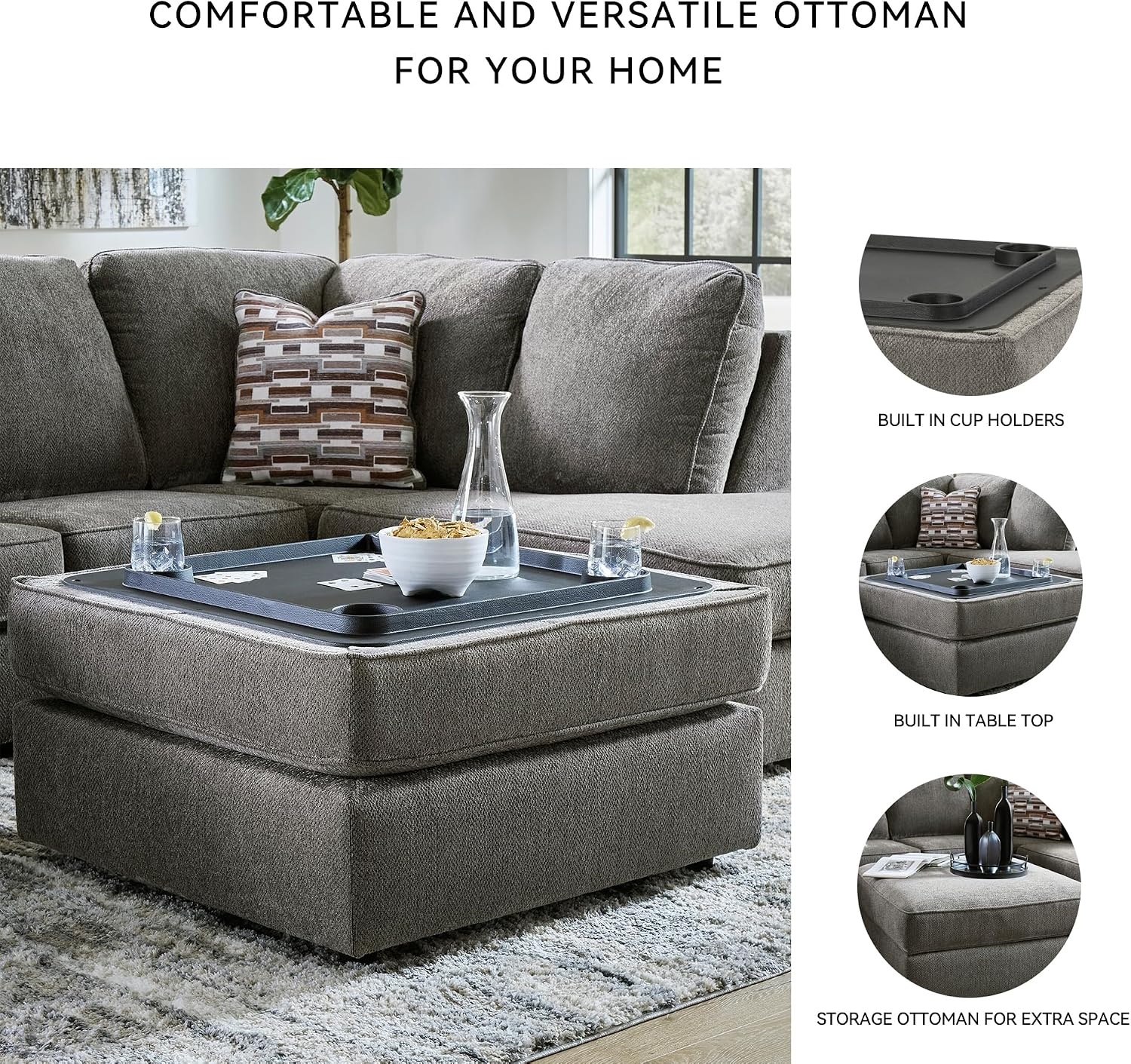 image:imageSignature Design by Ashley Laylabrook Contemporary Tufted Oversized Accent Ottoman with Foam Cushion Light BrownPutty
