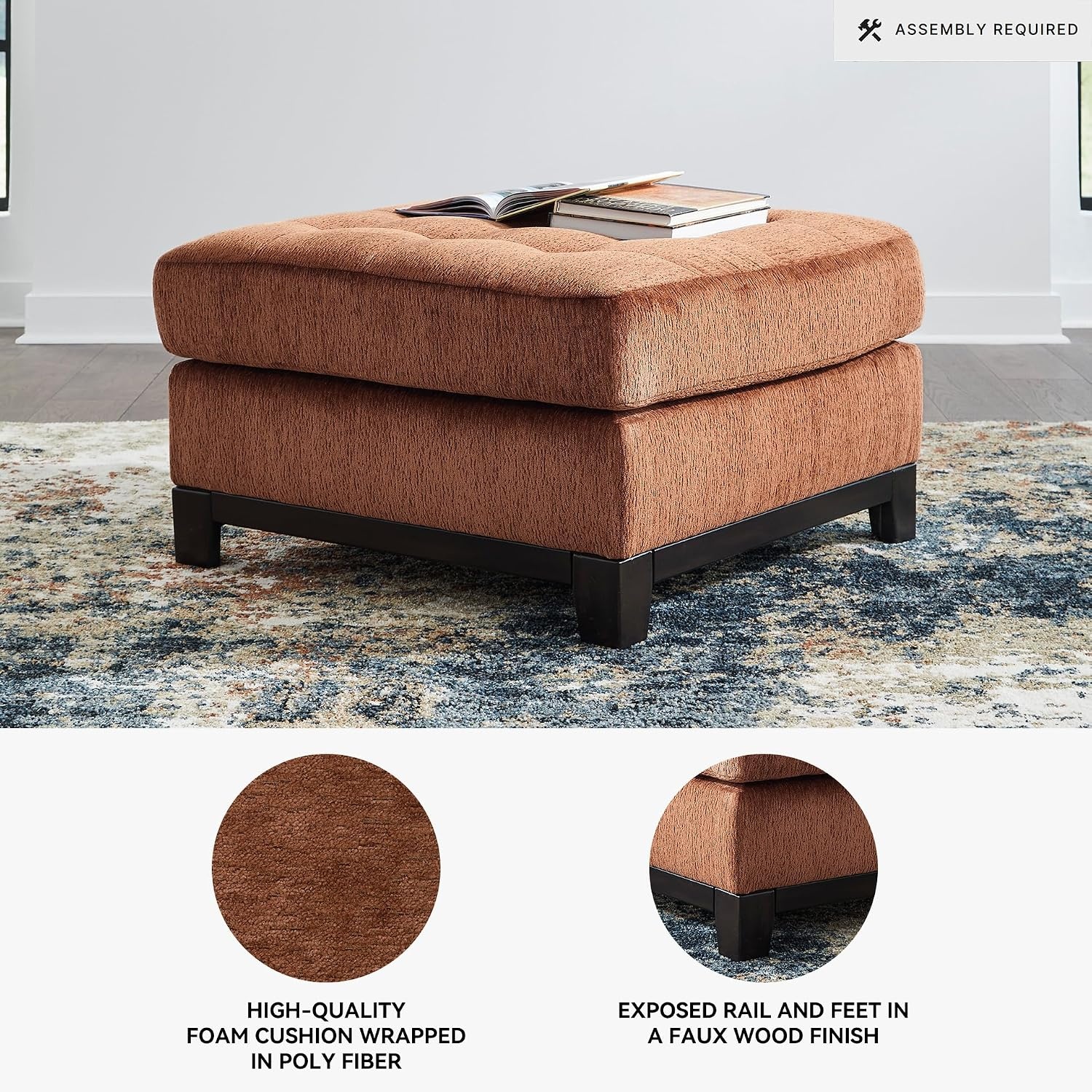 image:imageSignature Design by Ashley Laylabrook Contemporary Tufted Oversized Accent Ottoman with Foam Cushion Light BrownSpice