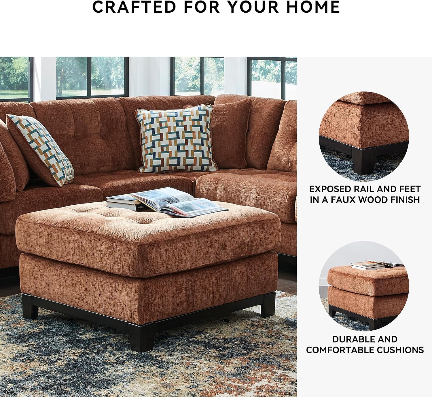 image:imageSignature Design by Ashley Laylabrook Contemporary Tufted Oversized Accent Ottoman with Foam Cushion Light BrownSpice