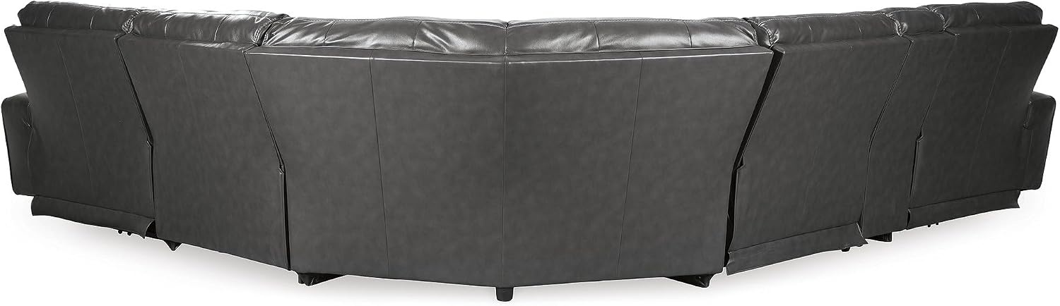 image:imageSignature Design by Ashley 6Piece Power Reclining Sectional Gray Gray faux leather upholstery Zero wall power recliner Storage console with USB ports Diamond stitch design SamperstoneGrey