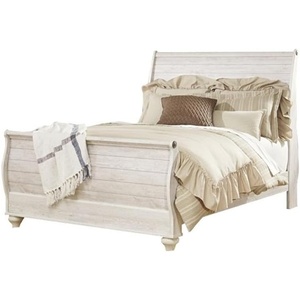 Ashley Furniture Willowton Queen Sleigh Bed in Whitewash(Queen)