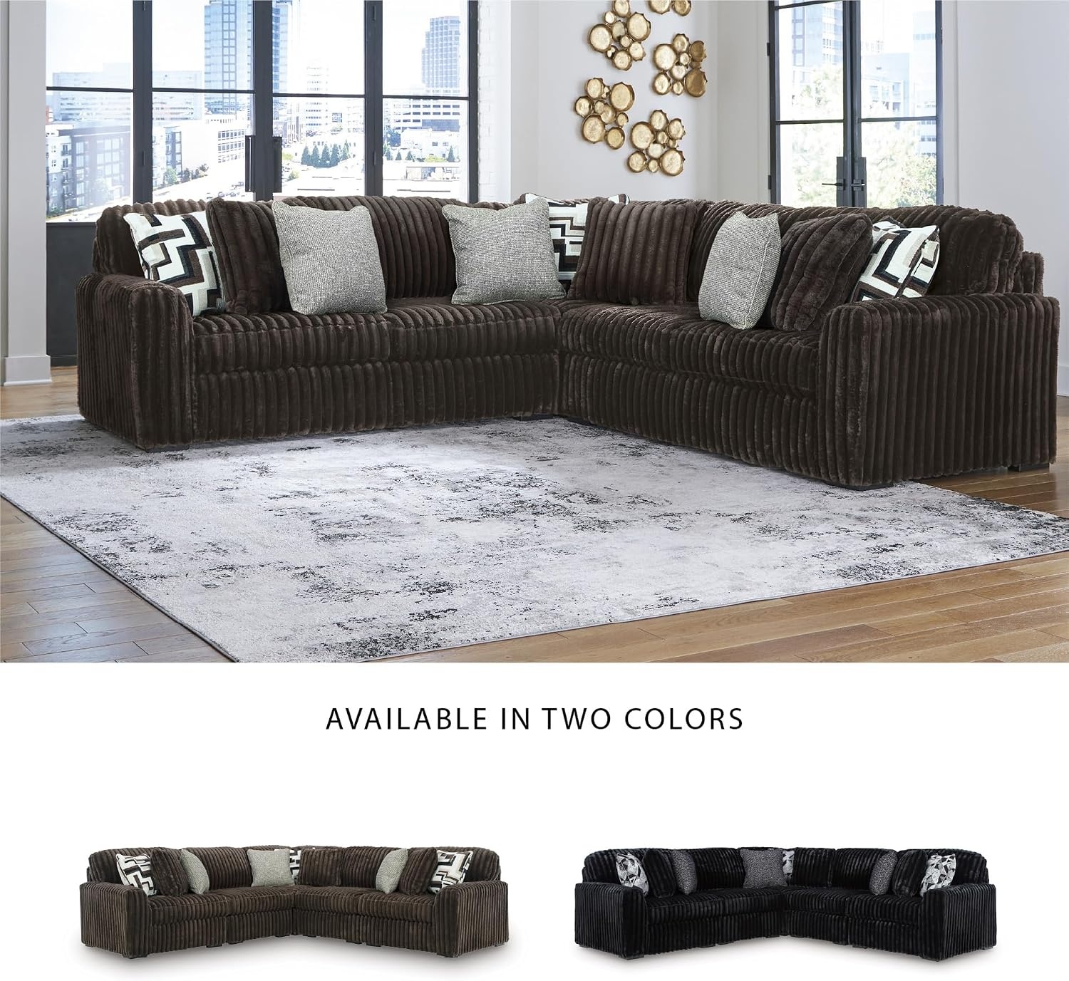 image:imageSignature Design by Ashley MidnightMadness Oversized Ottoman GunmetalBrown