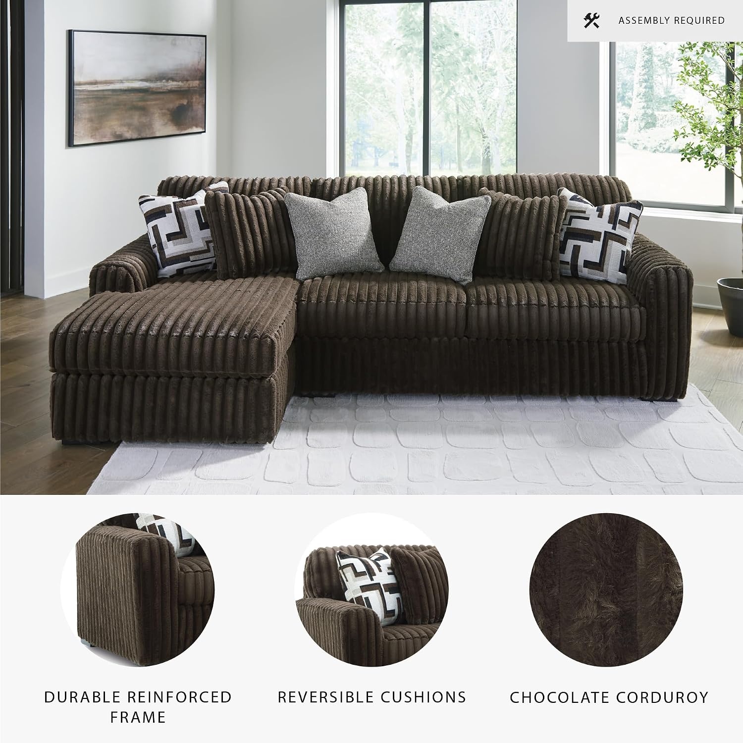 image:imageSignature Design by Ashley MidnightMadness Oversized Ottoman GunmetalBrown