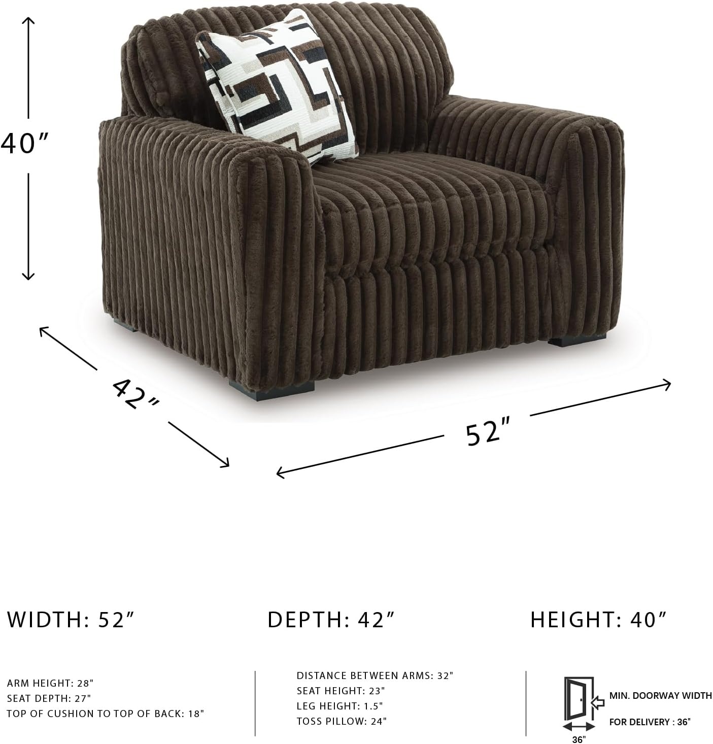 image:imageSignature Design by Ashley MidnightMadness Oversized Ottoman GunmetalBrown