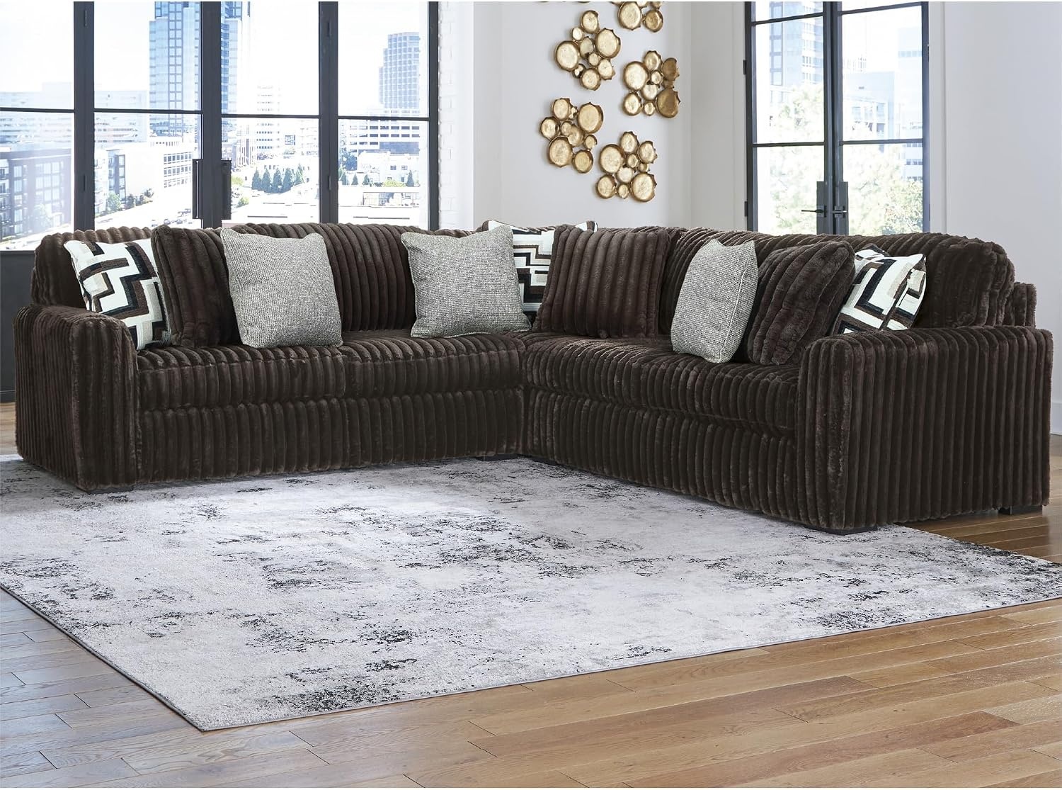 image:imageSignature Design by Ashley MidnightMadness Oversized Ottoman GunmetalBrown