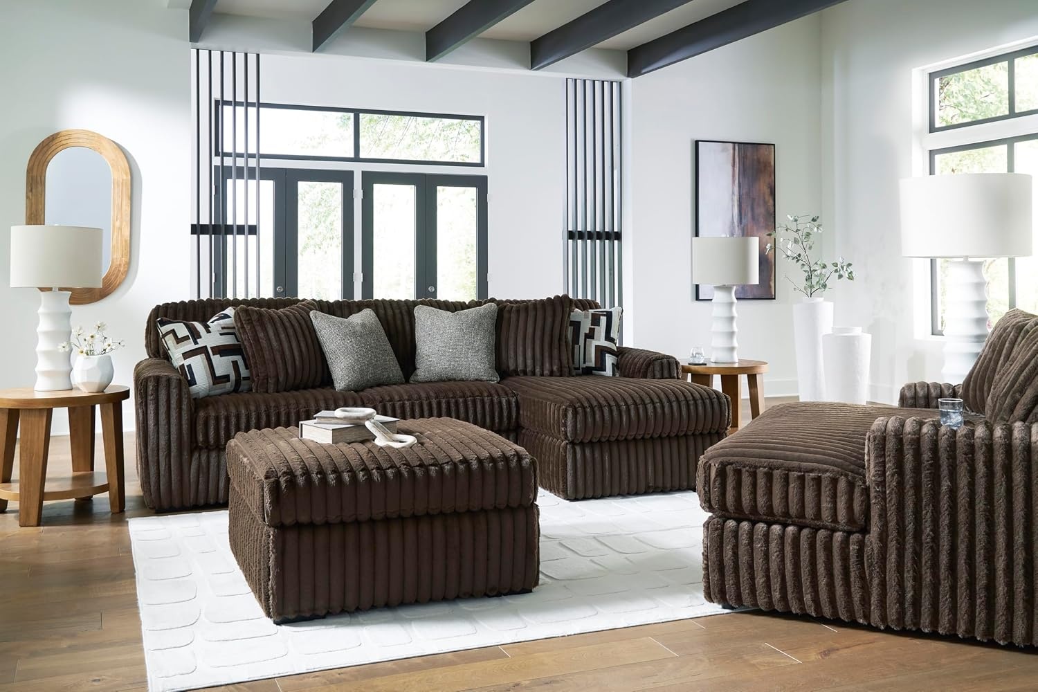 image:imageSignature Design by Ashley MidnightMadness Oversized Ottoman GunmetalBrown