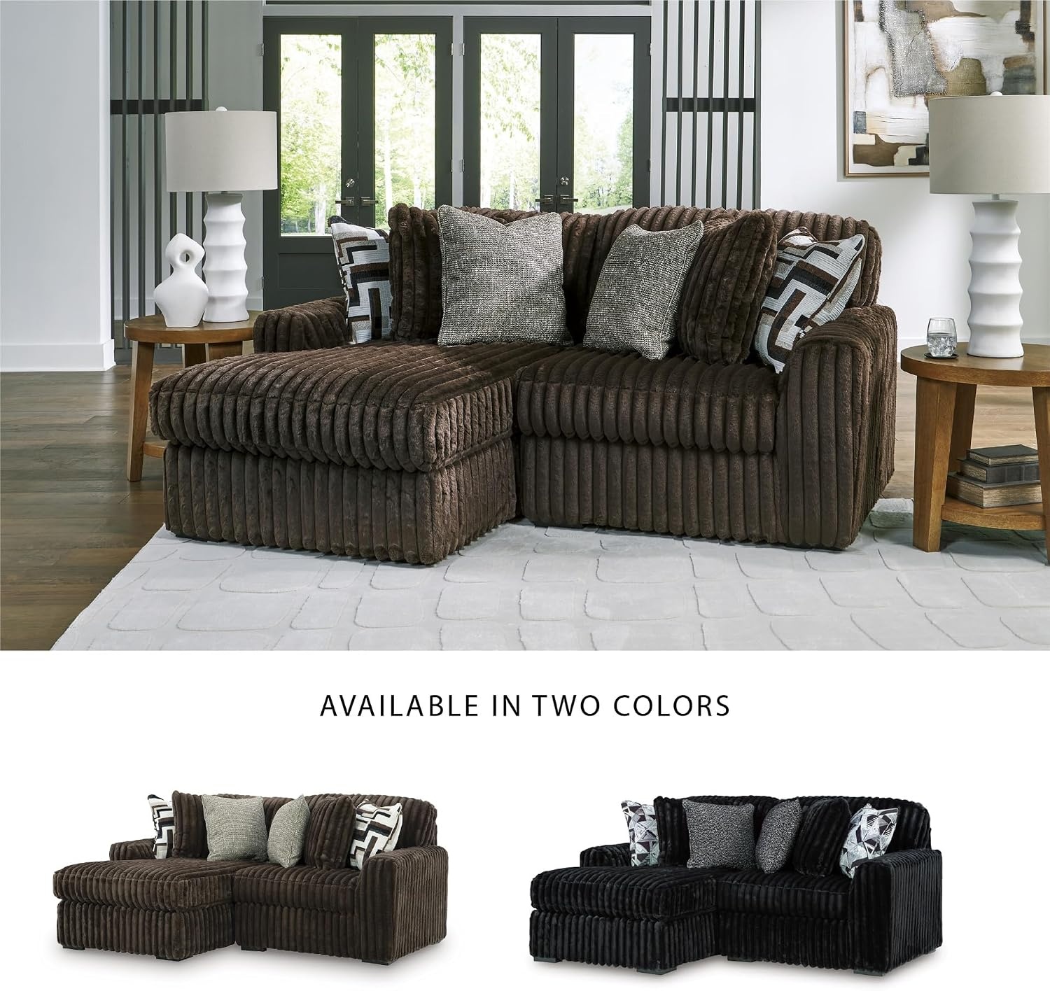 image:imageSignature Design by Ashley MidnightMadness Oversized Ottoman GunmetalBrown