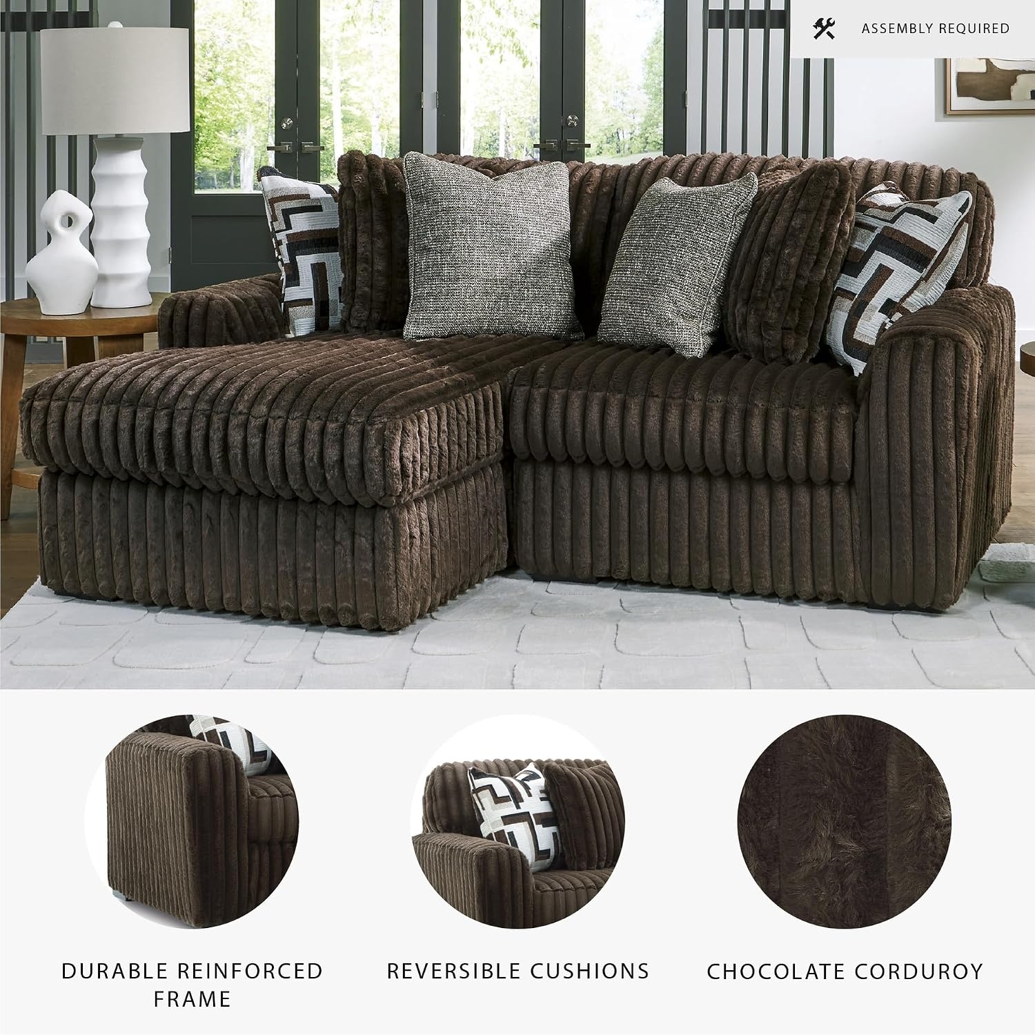 image:imageSignature Design by Ashley MidnightMadness Oversized Ottoman GunmetalBrown