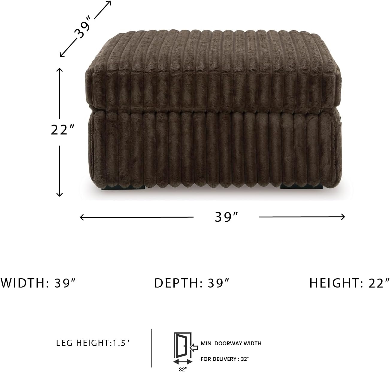 image:imageSignature Design by Ashley MidnightMadness Oversized Ottoman GunmetalBrown