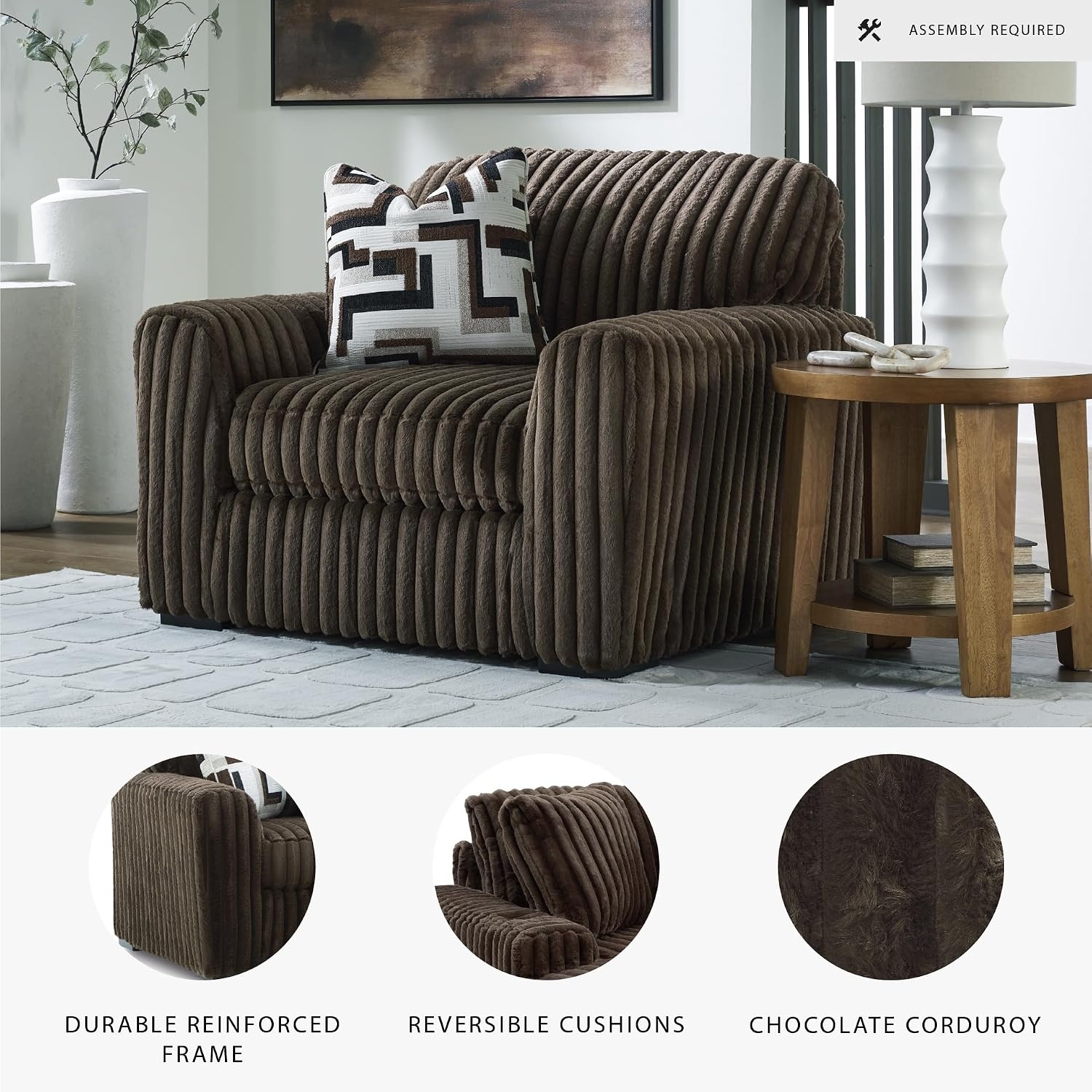 image:imageSignature Design by Ashley MidnightMadness Oversized Ottoman GunmetalBrown
