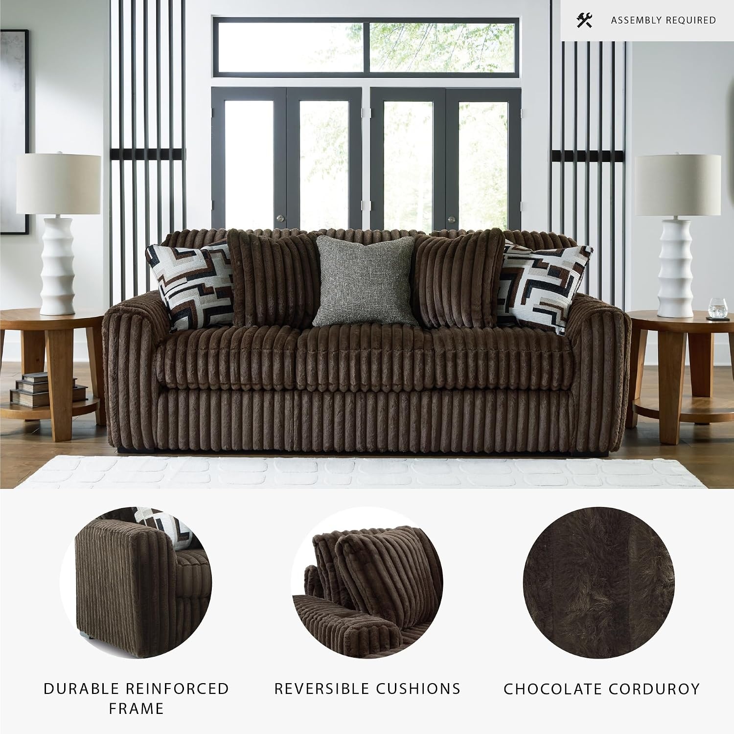 image:imageSignature Design by Ashley MidnightMadness Oversized Ottoman GunmetalBrown