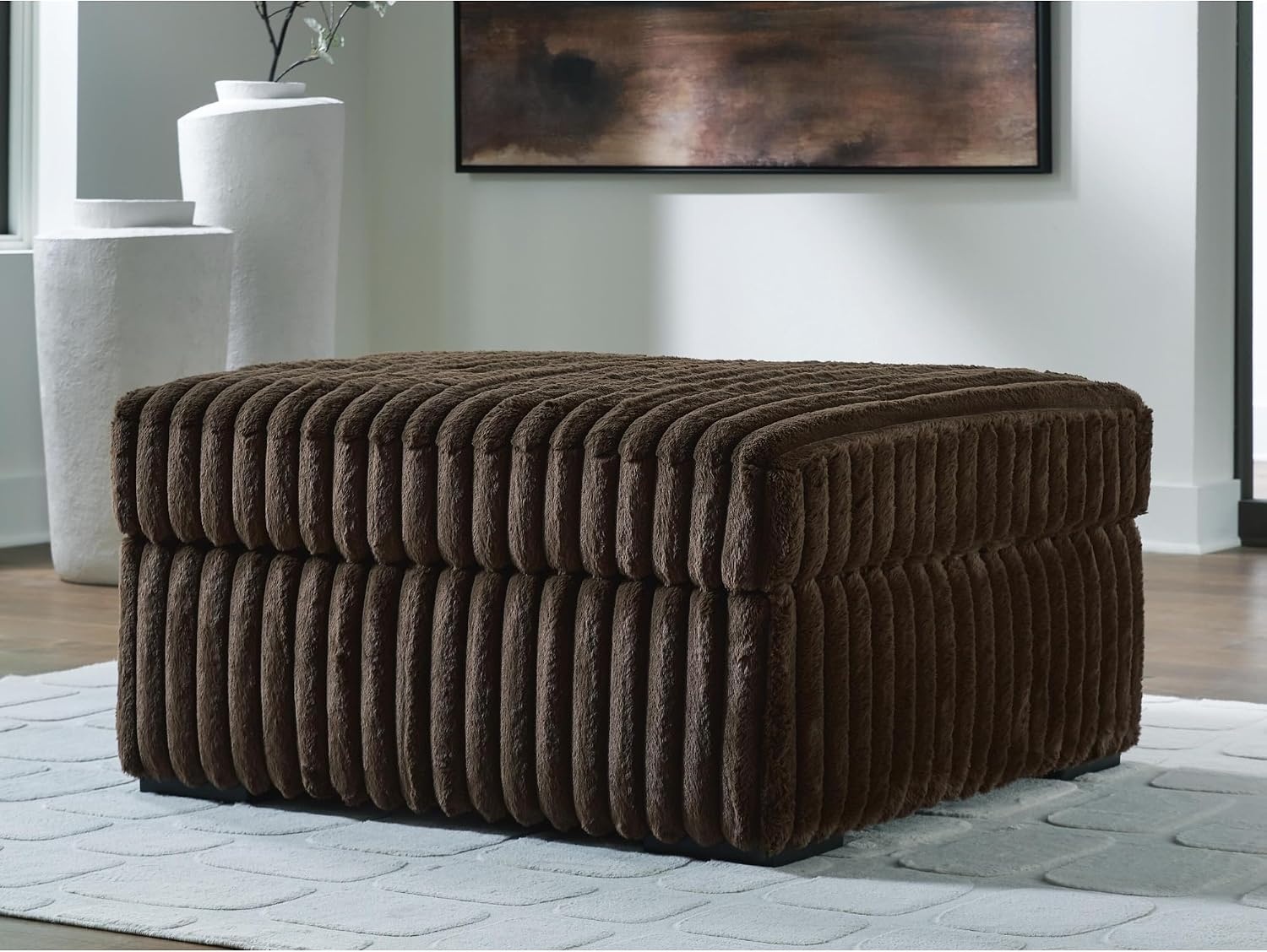 image:imageSignature Design by Ashley MidnightMadness Oversized Ottoman GunmetalBrown