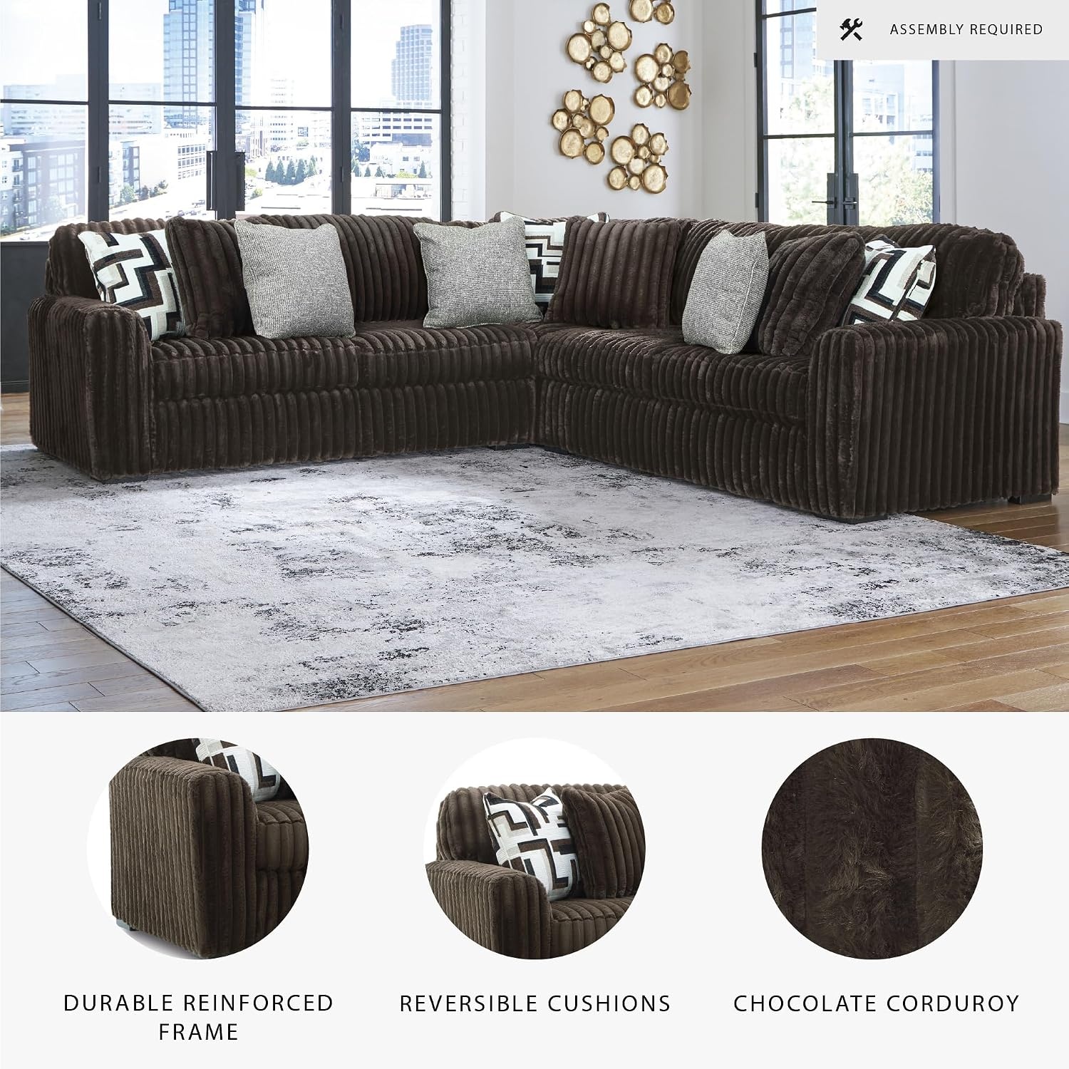 image:imageSignature Design by Ashley MidnightMadness Oversized Ottoman GunmetalBrown