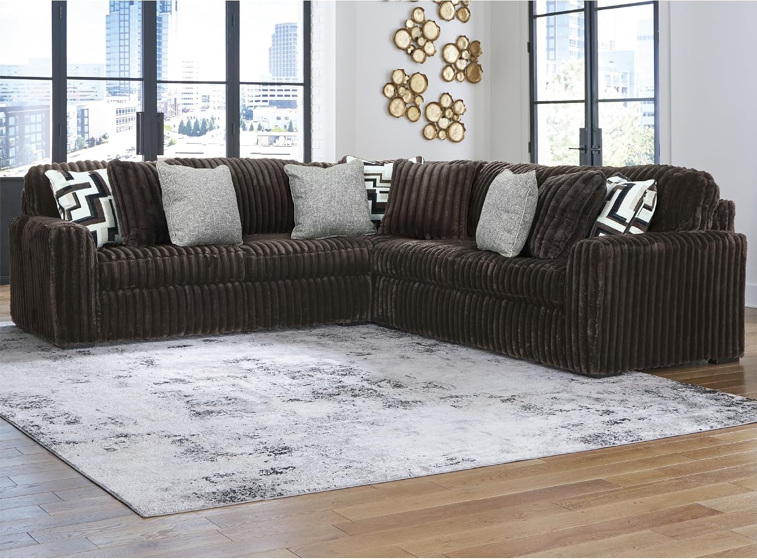 image:imageSignature Design by Ashley MidnightMadness Oversized Ottoman GunmetalBrown