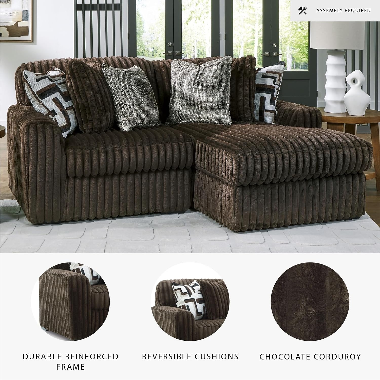 image:imageSignature Design by Ashley MidnightMadness Oversized Ottoman GunmetalBrown