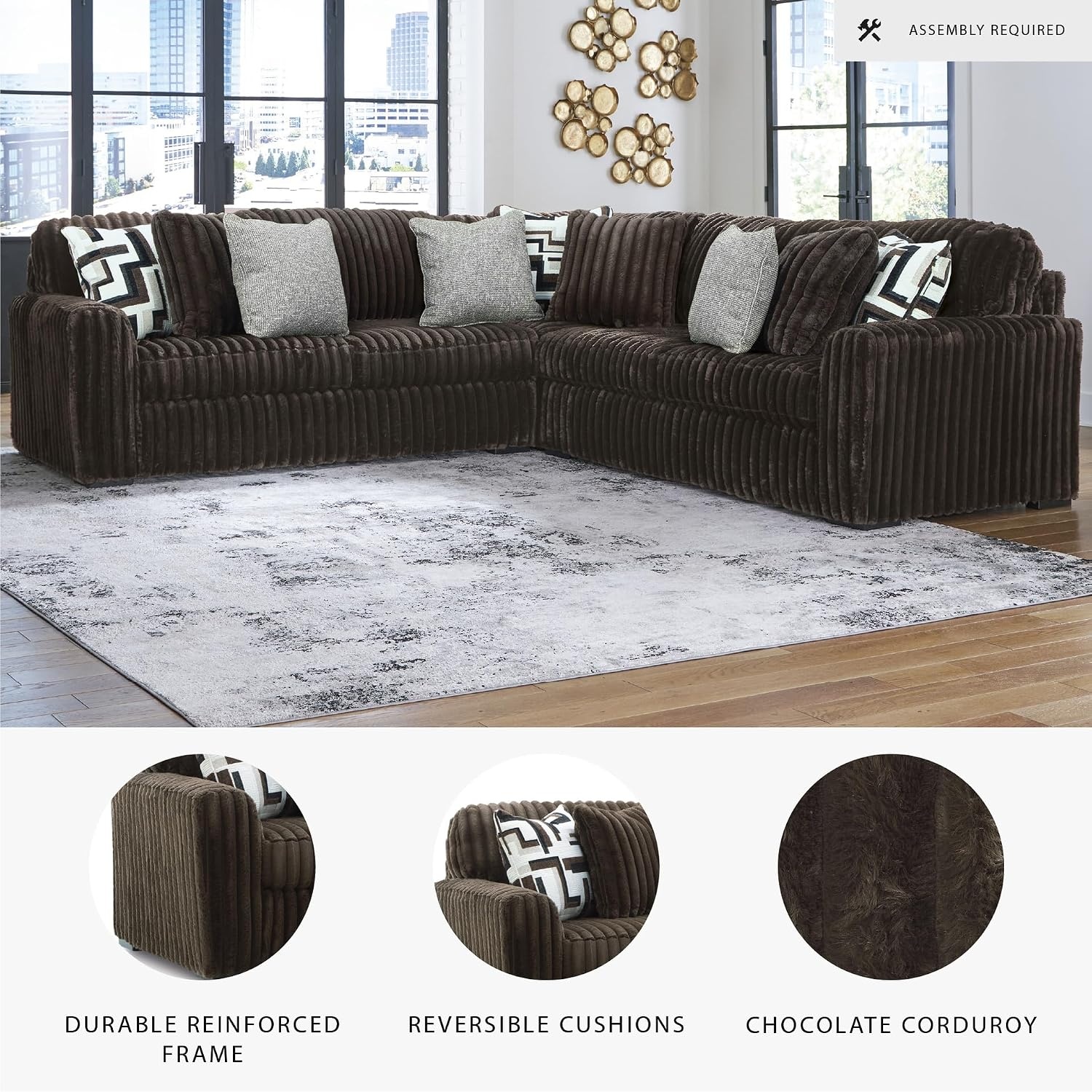 image:imageSignature Design by Ashley MidnightMadness Oversized Ottoman GunmetalBrown