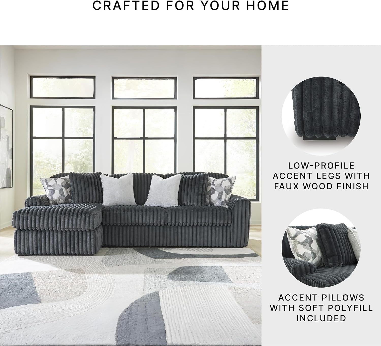 image:imageSignature Design by Ashley MidnightMadness Oversized Ottoman GunmetalGrey