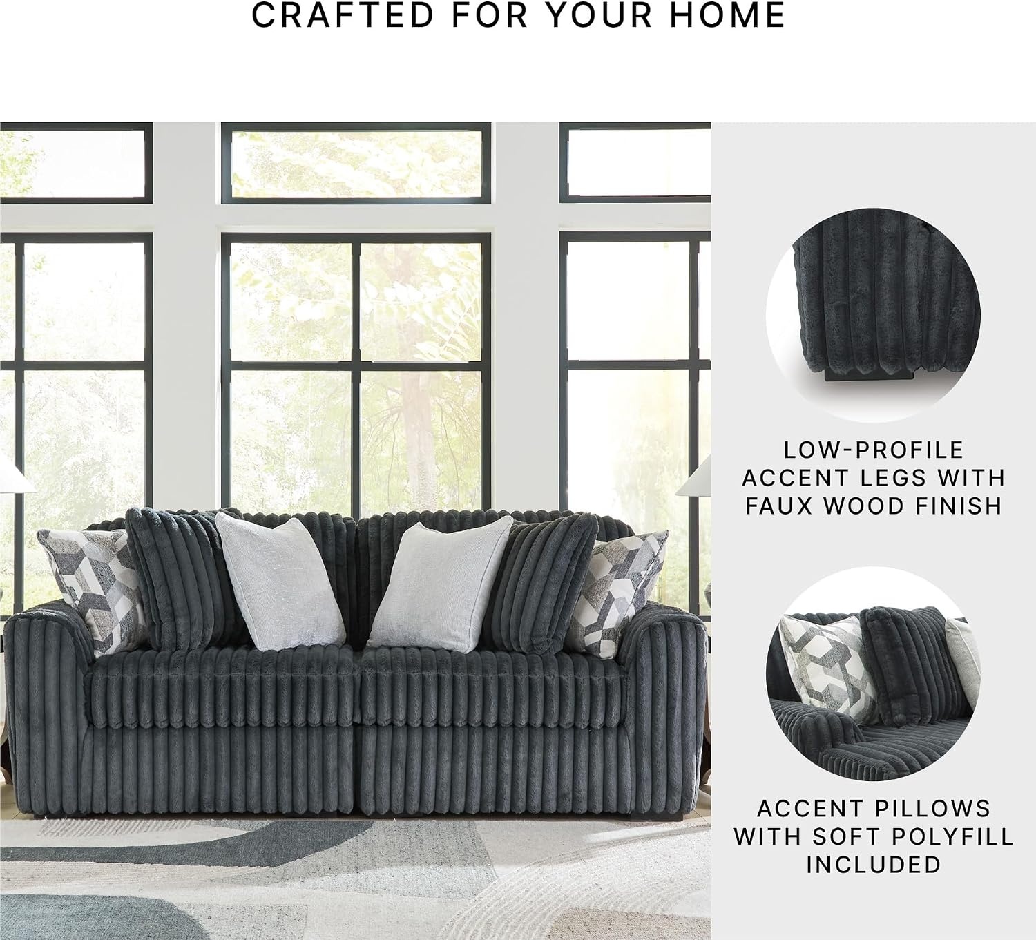 image:imageSignature Design by Ashley MidnightMadness Oversized Ottoman GunmetalGrey
