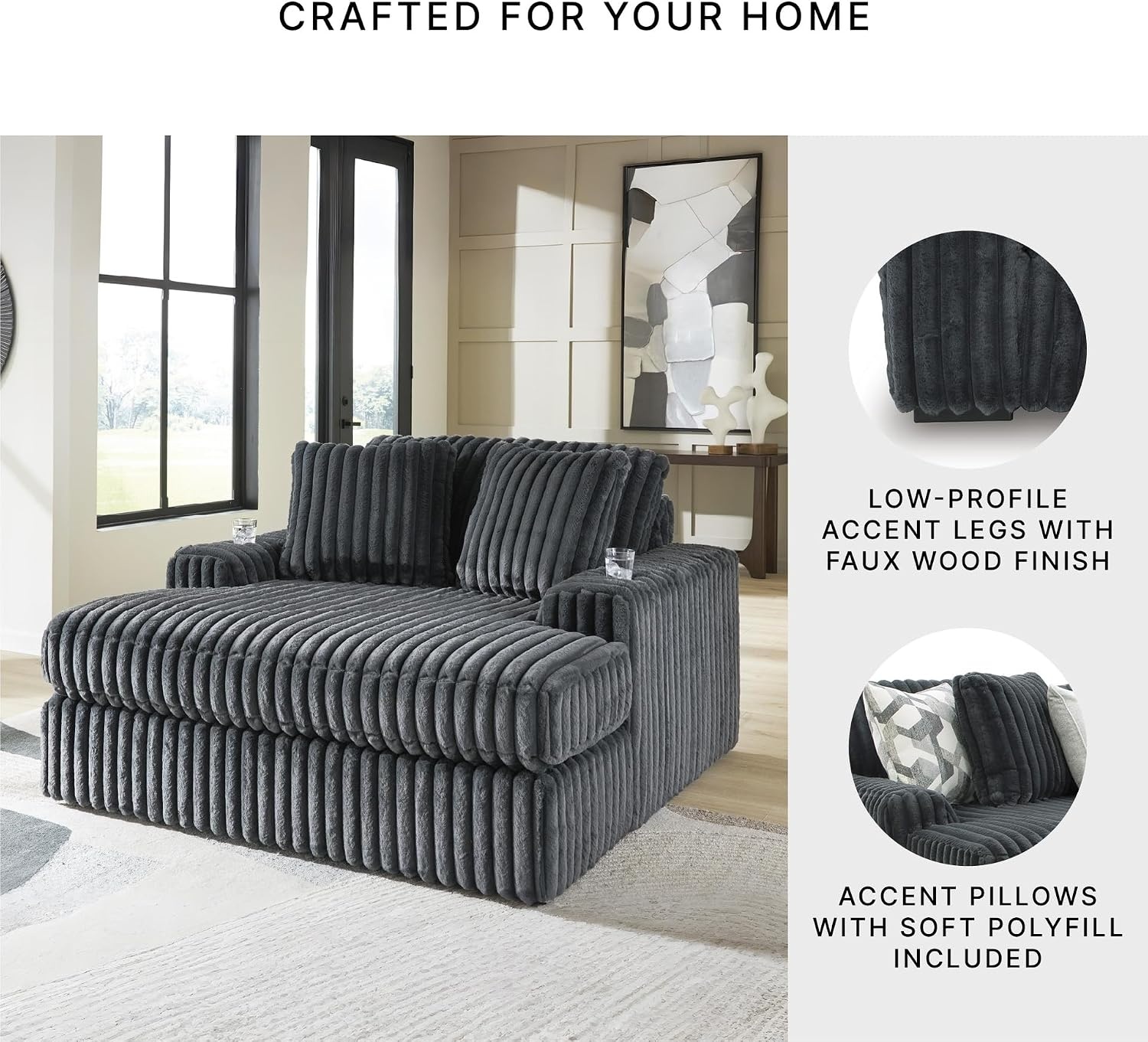 image:imageSignature Design by Ashley MidnightMadness Oversized Ottoman GunmetalGrey