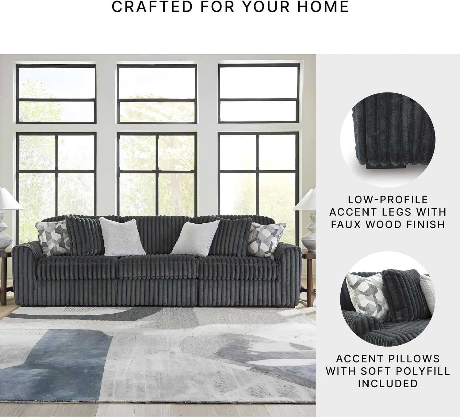 image:imageSignature Design by Ashley MidnightMadness Oversized Ottoman GunmetalGrey