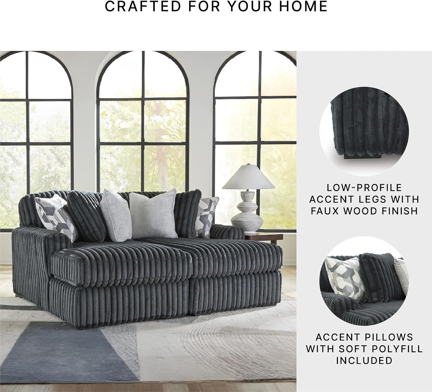 image:imageSignature Design by Ashley MidnightMadness Oversized Ottoman GunmetalGrey