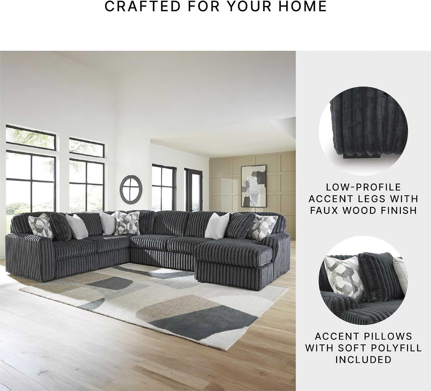 image:imageSignature Design by Ashley MidnightMadness Oversized Ottoman GunmetalGrey