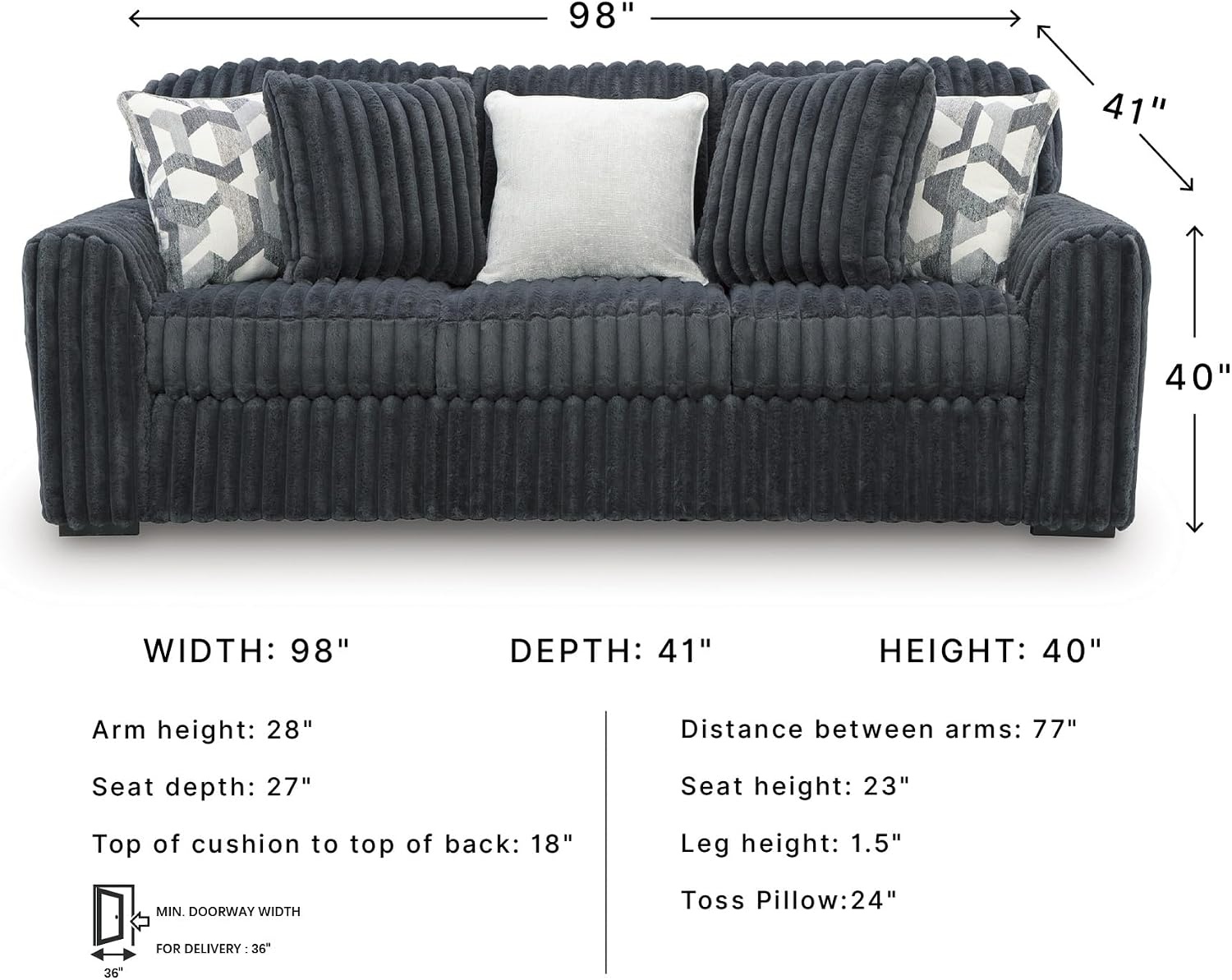 image:imageSignature Design by Ashley MidnightMadness Oversized Ottoman GunmetalGrey