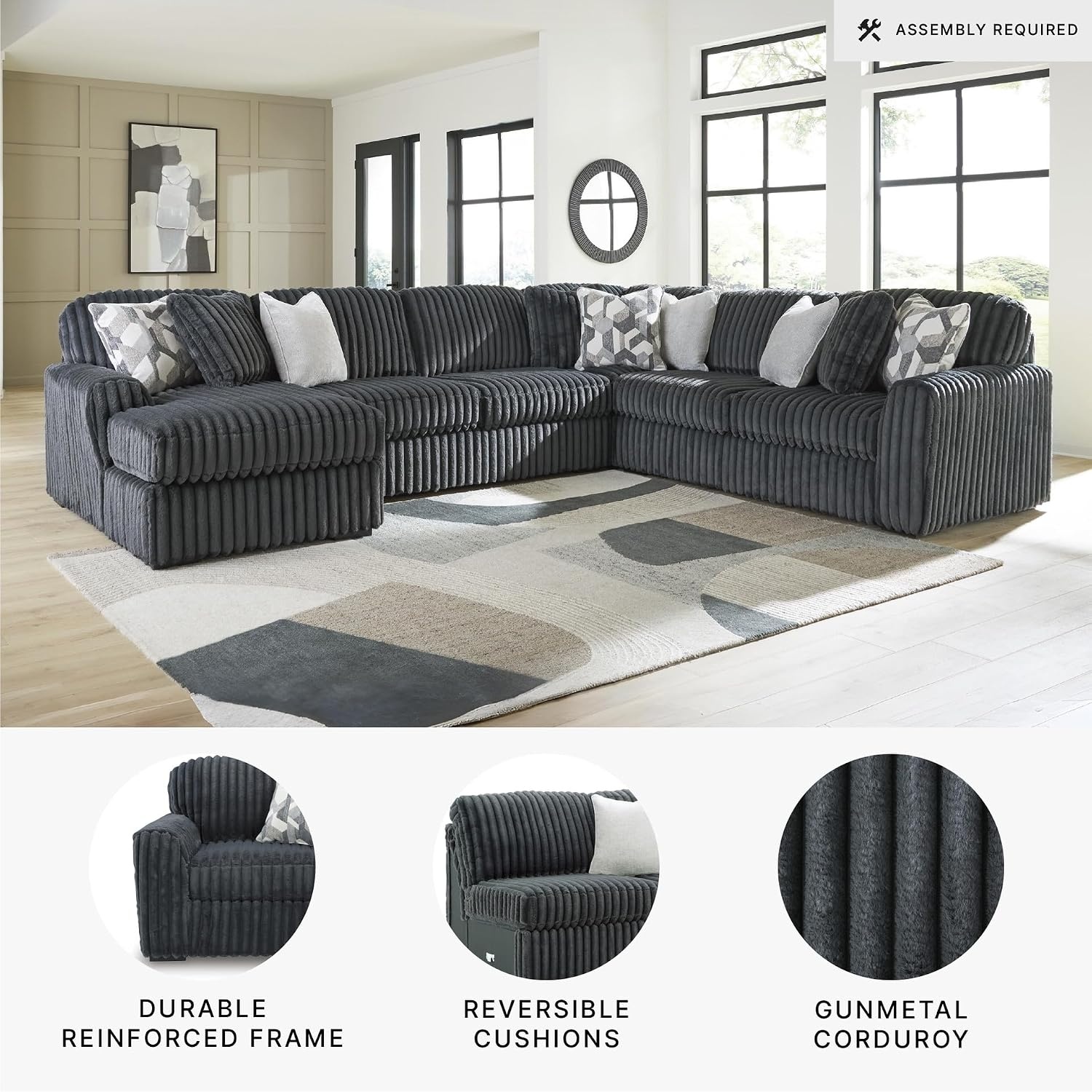 image:imageSignature Design by Ashley MidnightMadness Oversized Ottoman GunmetalGrey