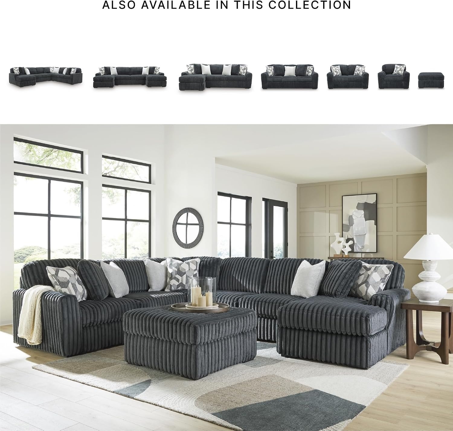image:imageSignature Design by Ashley MidnightMadness Oversized Ottoman GunmetalGrey