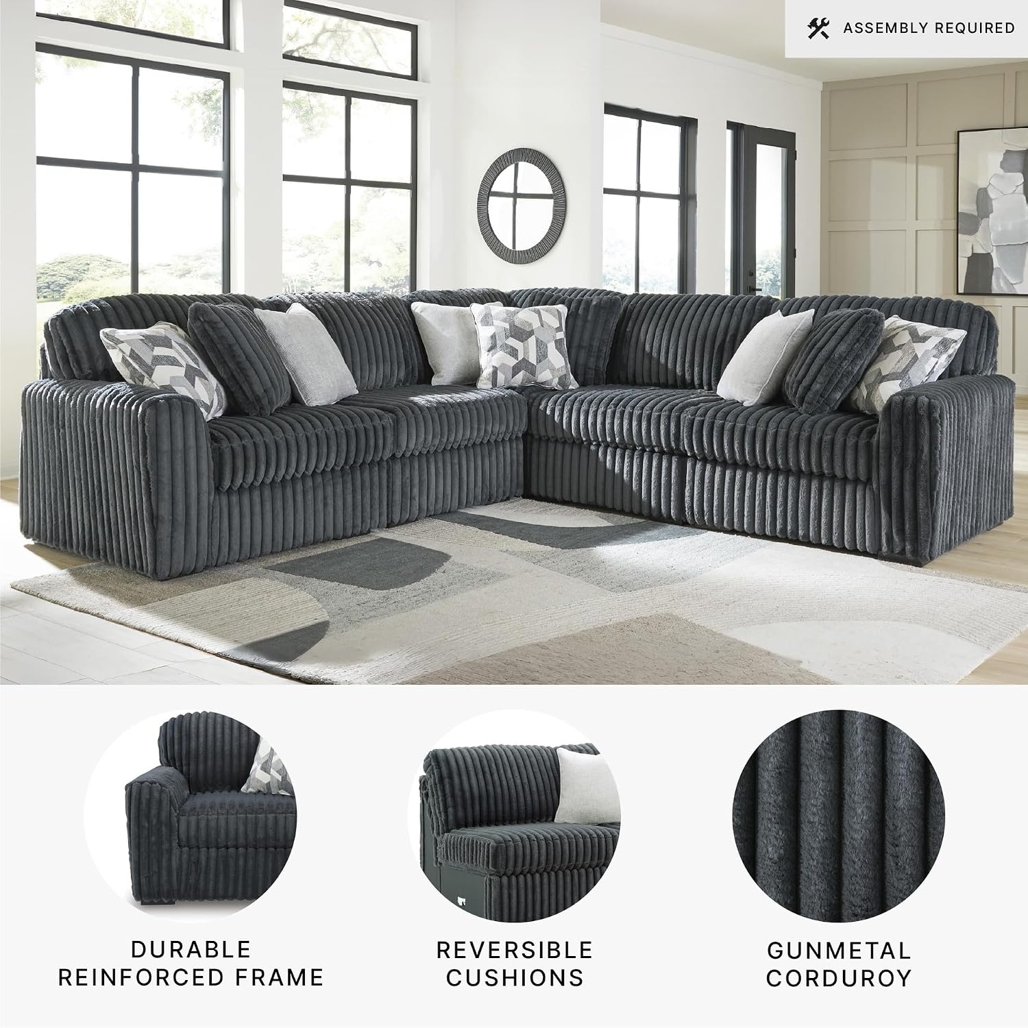 image:imageSignature Design by Ashley MidnightMadness Oversized Ottoman GunmetalGrey