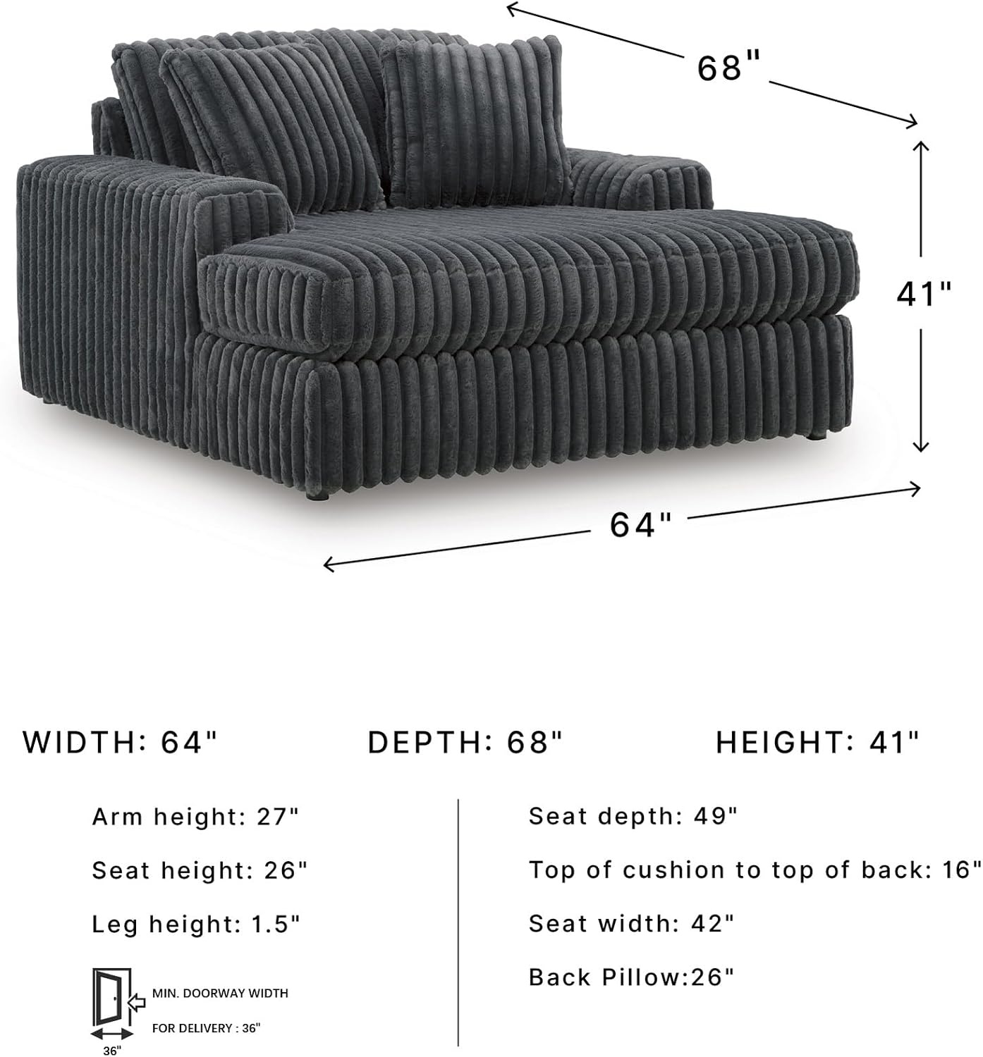 image:imageSignature Design by Ashley MidnightMadness Oversized Ottoman GunmetalGrey
