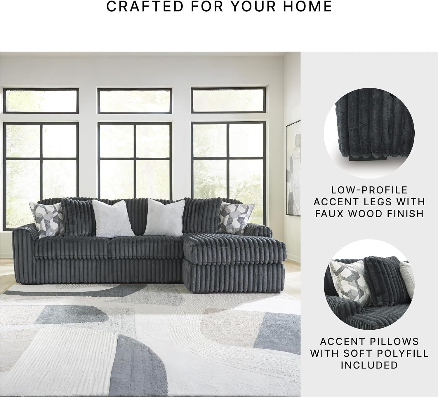 image:imageSignature Design by Ashley MidnightMadness Oversized Ottoman GunmetalGrey