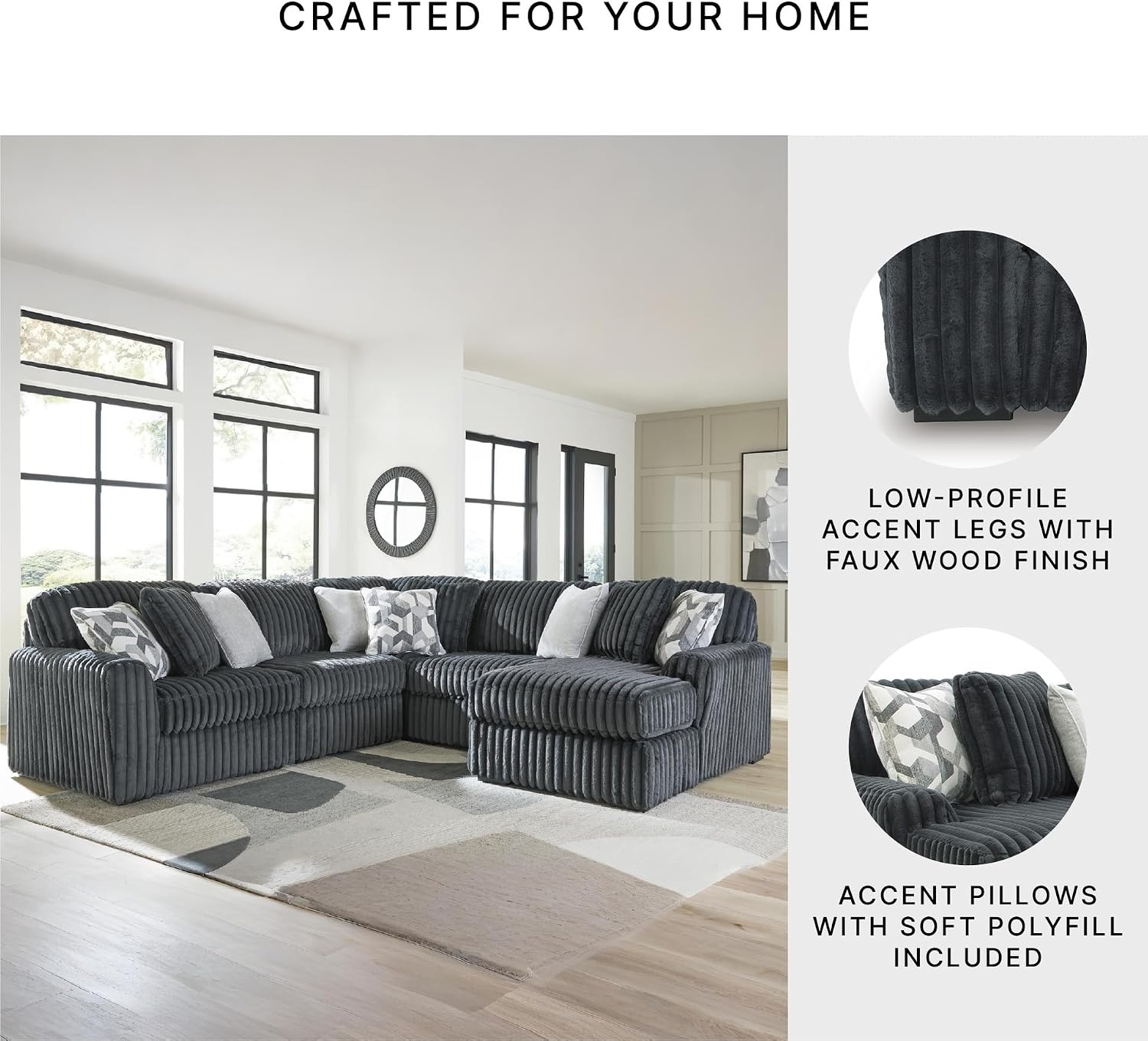 image:imageSignature Design by Ashley MidnightMadness Oversized Ottoman GunmetalGrey