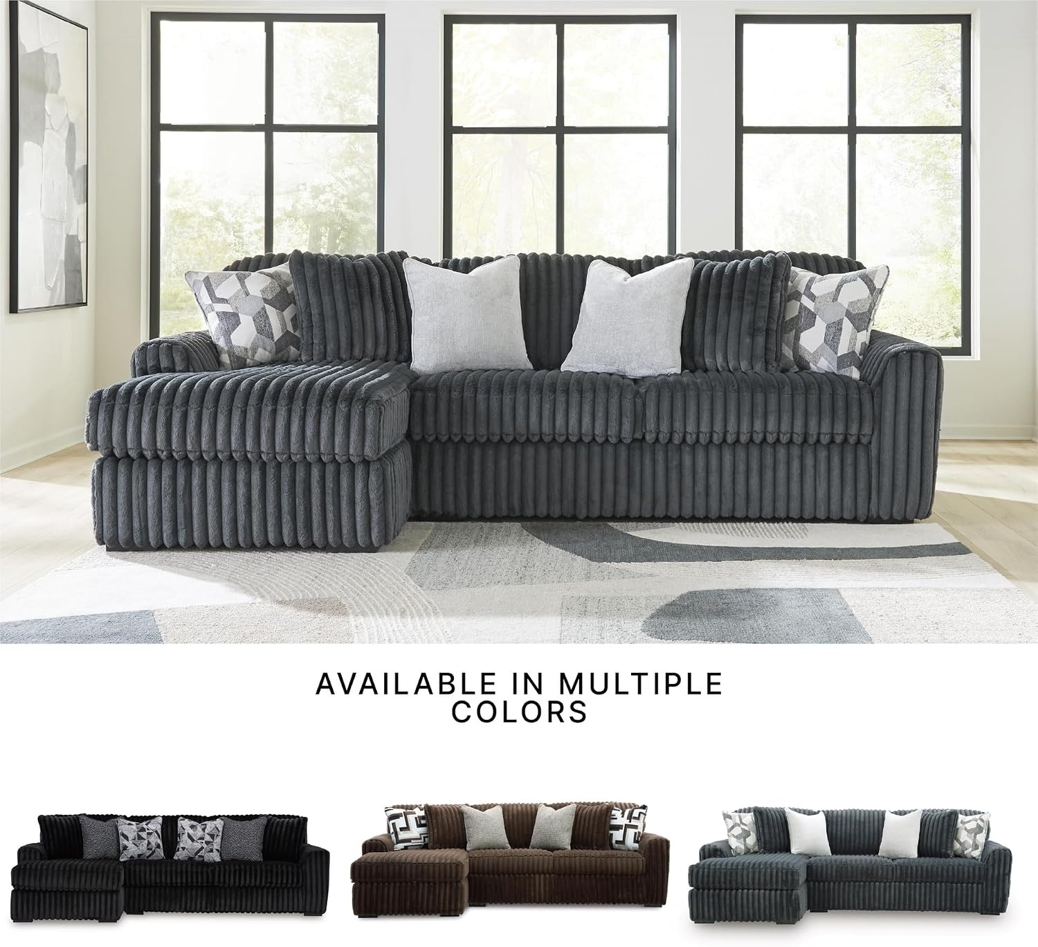 image:imageSignature Design by Ashley MidnightMadness Oversized Ottoman GunmetalGrey