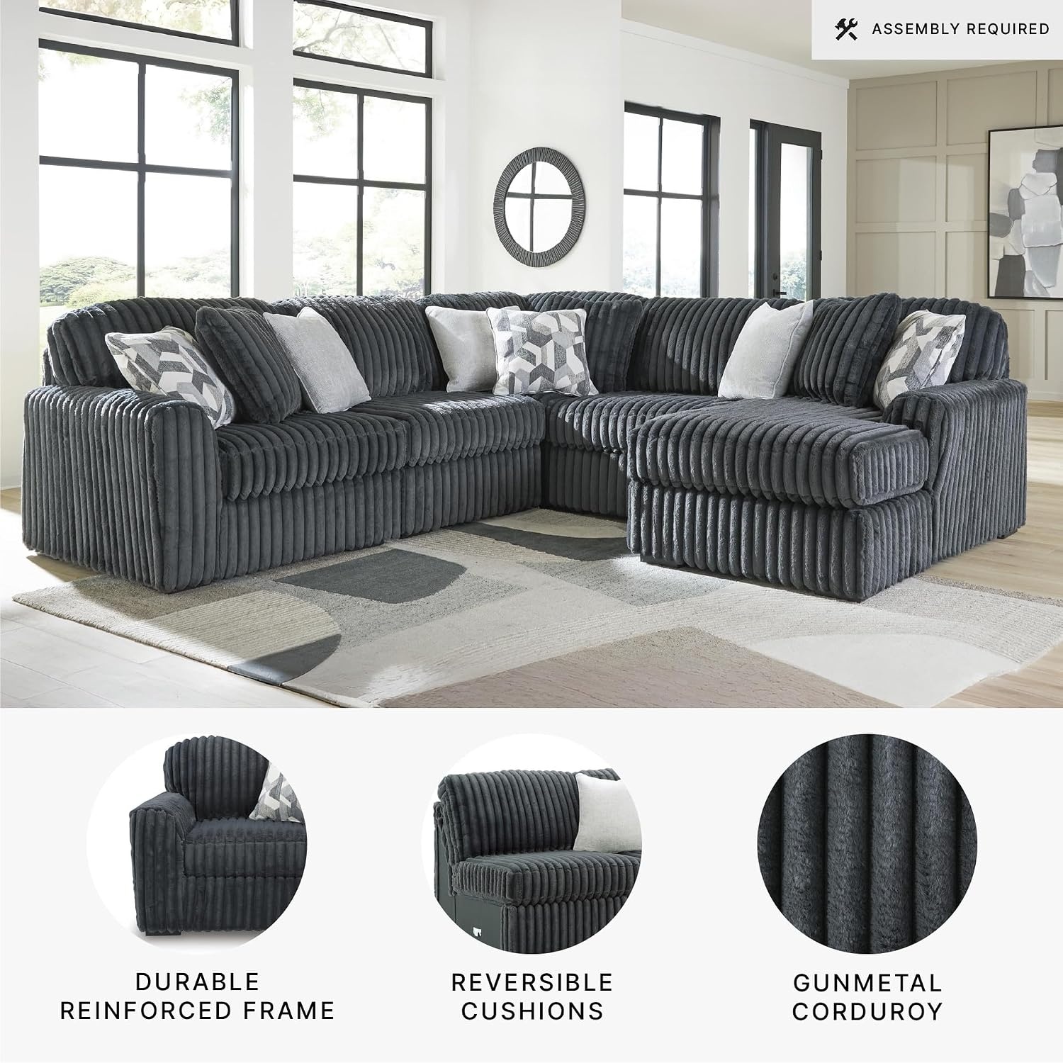 image:imageSignature Design by Ashley MidnightMadness Oversized Ottoman GunmetalGrey