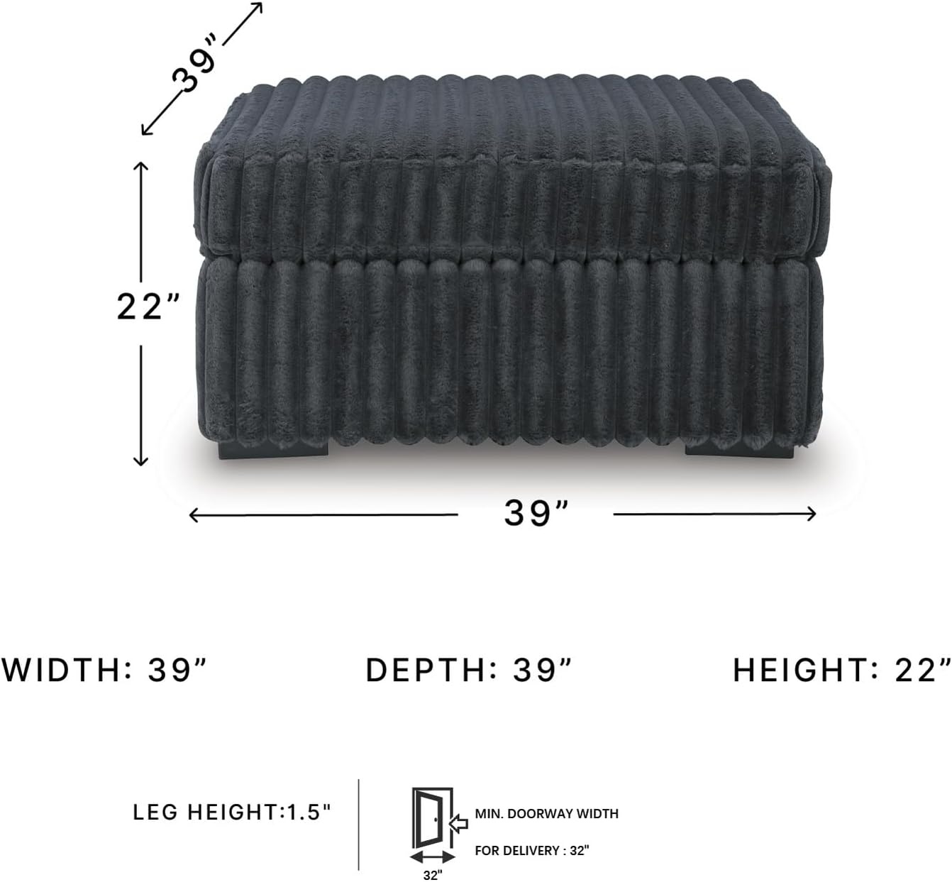 image:imageSignature Design by Ashley MidnightMadness Oversized Ottoman GunmetalGrey