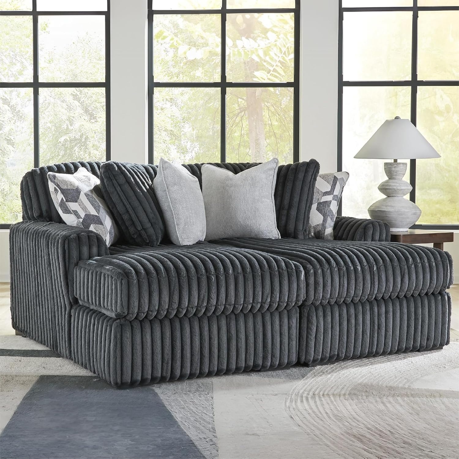 image:imageSignature Design by Ashley MidnightMadness Oversized Ottoman GunmetalGrey