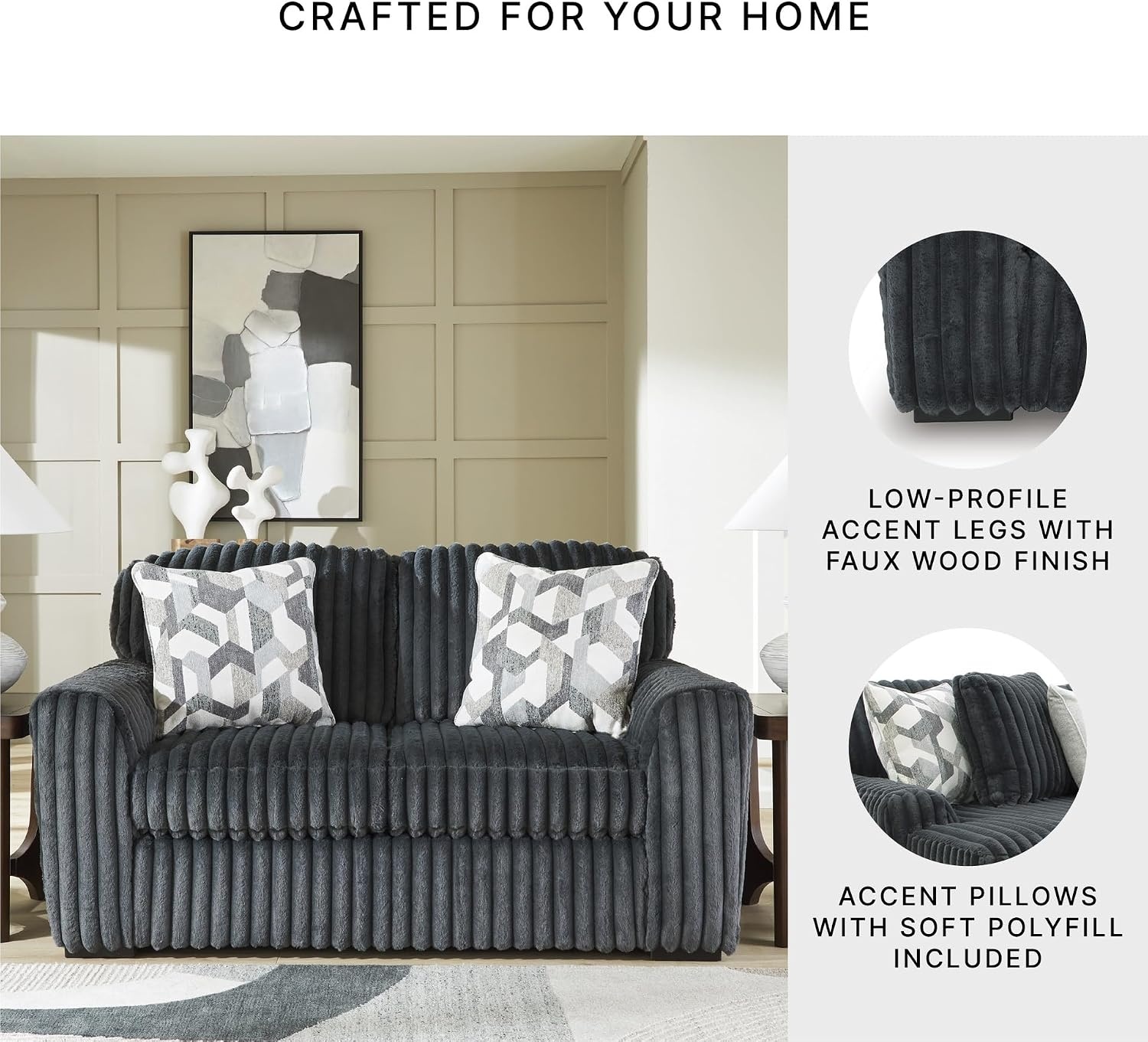 image:imageSignature Design by Ashley MidnightMadness Oversized Ottoman GunmetalGrey