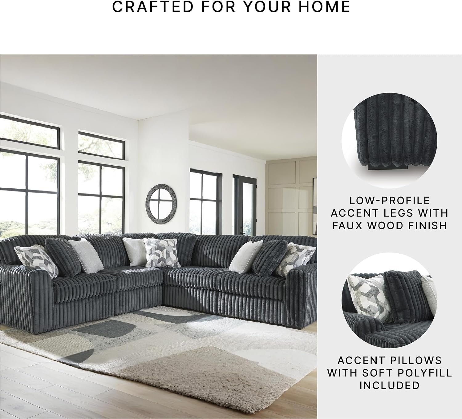 image:imageSignature Design by Ashley MidnightMadness Oversized Ottoman GunmetalGrey