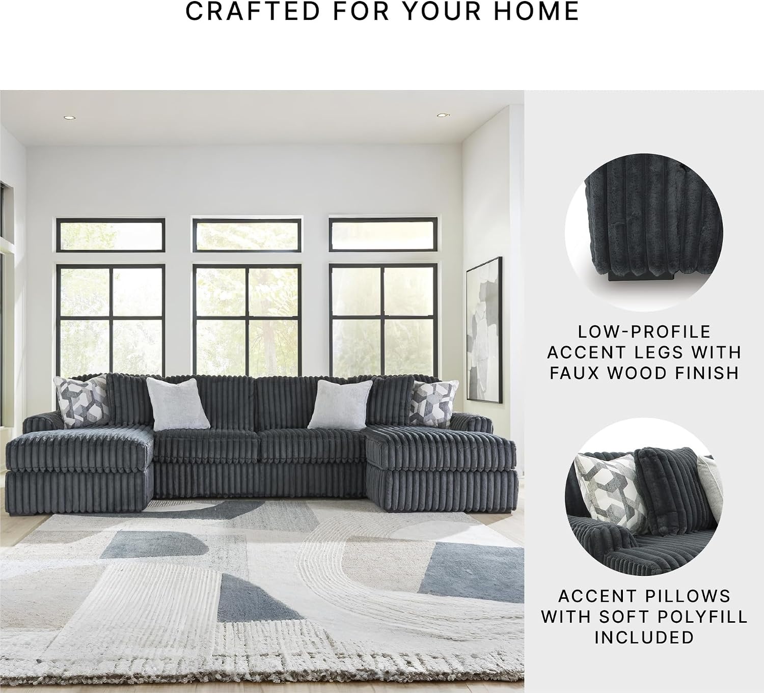 image:imageSignature Design by Ashley MidnightMadness Oversized Ottoman GunmetalGrey