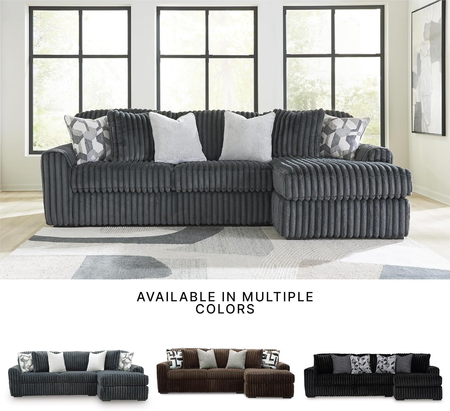 image:imageSignature Design by Ashley MidnightMadness Oversized Ottoman GunmetalGrey