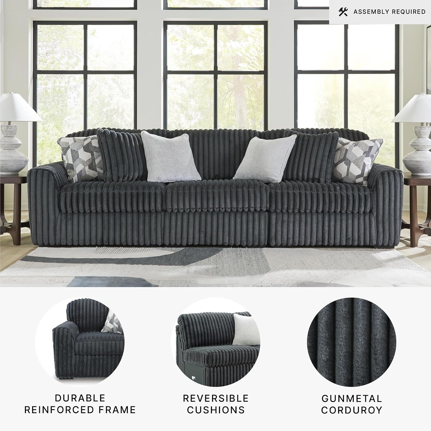 image:imageSignature Design by Ashley MidnightMadness Oversized Ottoman GunmetalGrey