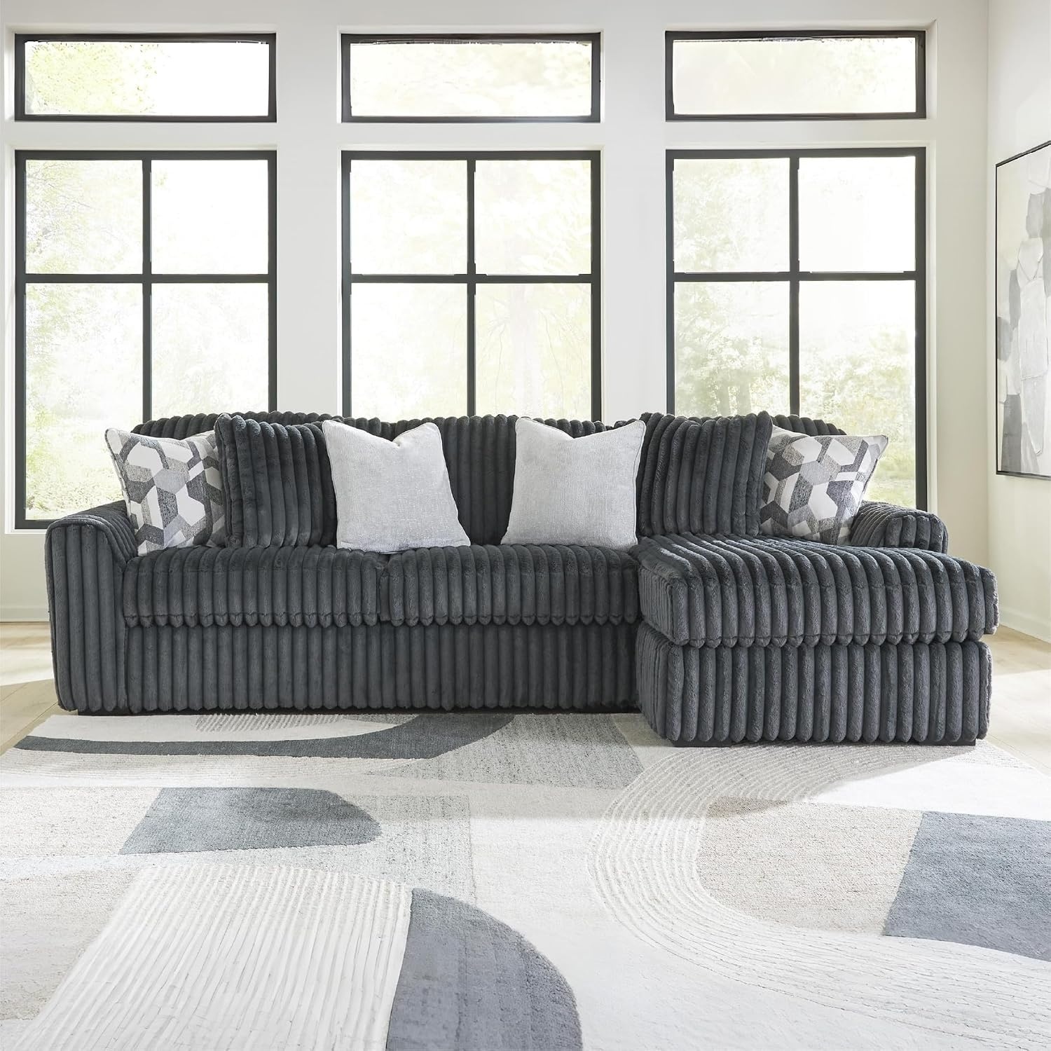 image:imageSignature Design by Ashley MidnightMadness Oversized Ottoman GunmetalGrey