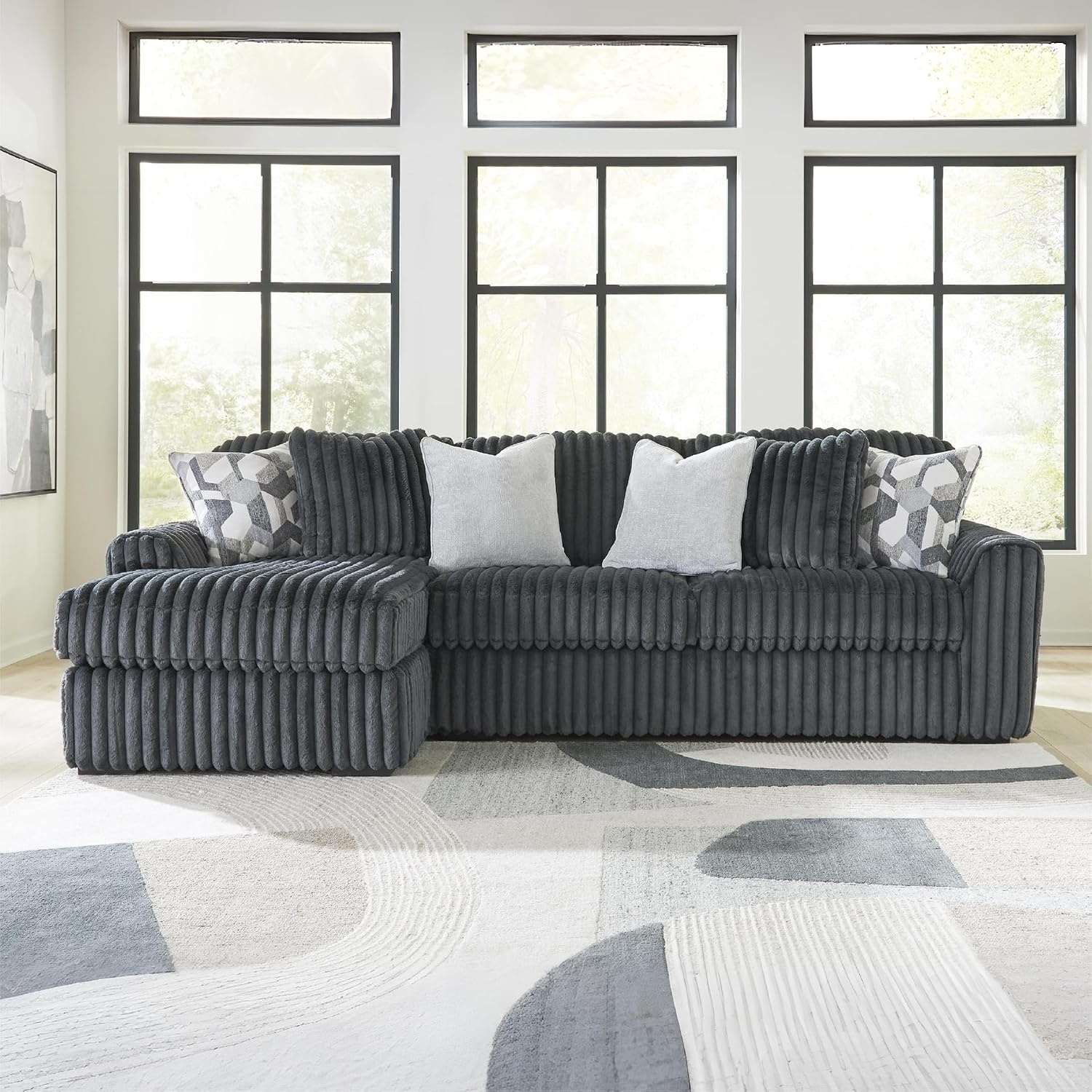 image:imageSignature Design by Ashley MidnightMadness Oversized Ottoman GunmetalGrey